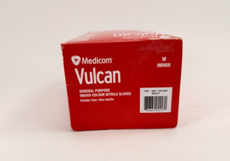 MEDICOM Vulcan Latex-Free Indigo Nitrile Gloves, Size M – 150 Count