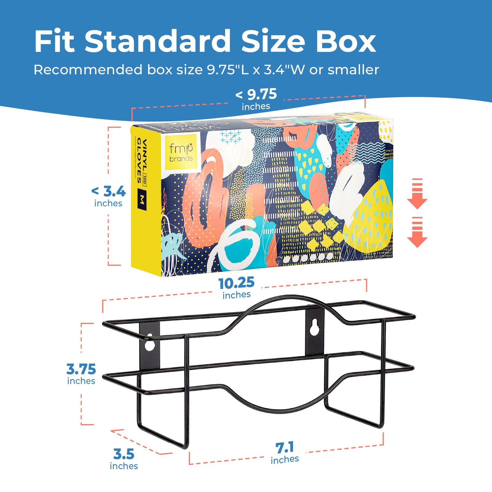 FMP Brands Single Glove Holder for Wall Mount, Wire Rack Tier, Black