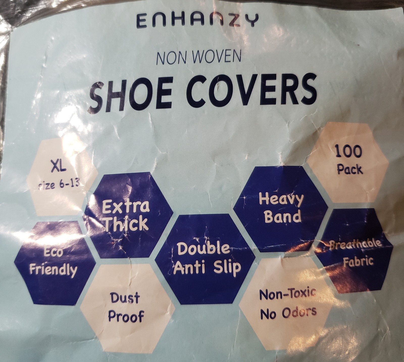 100Pc XL Disposable Shoe Covers Non Slip Reusable Indoor Boot Covers