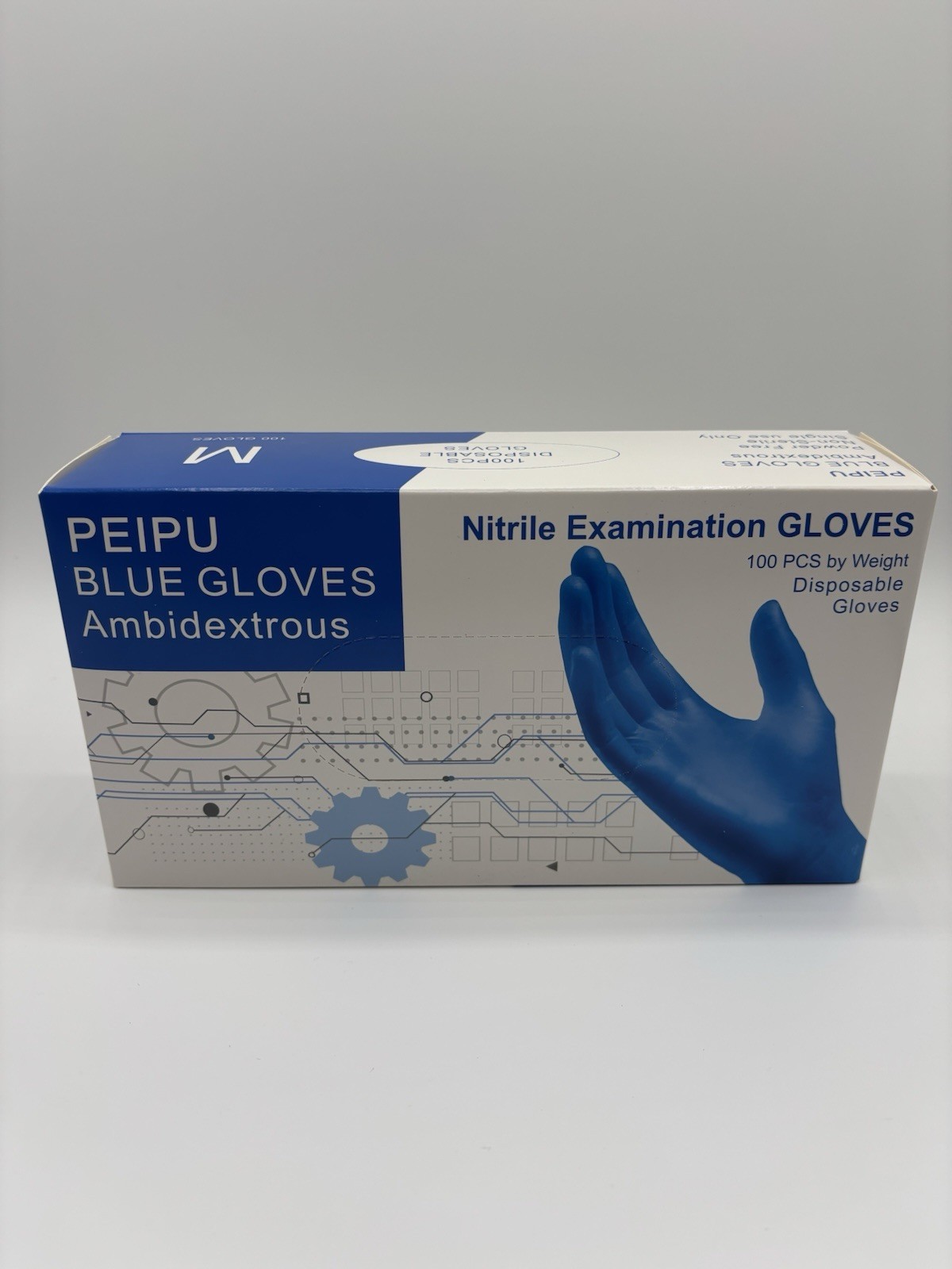 Peipu Blue Nitrile Examination Gloves – Ambidextrous Medium – Powder Free – 100