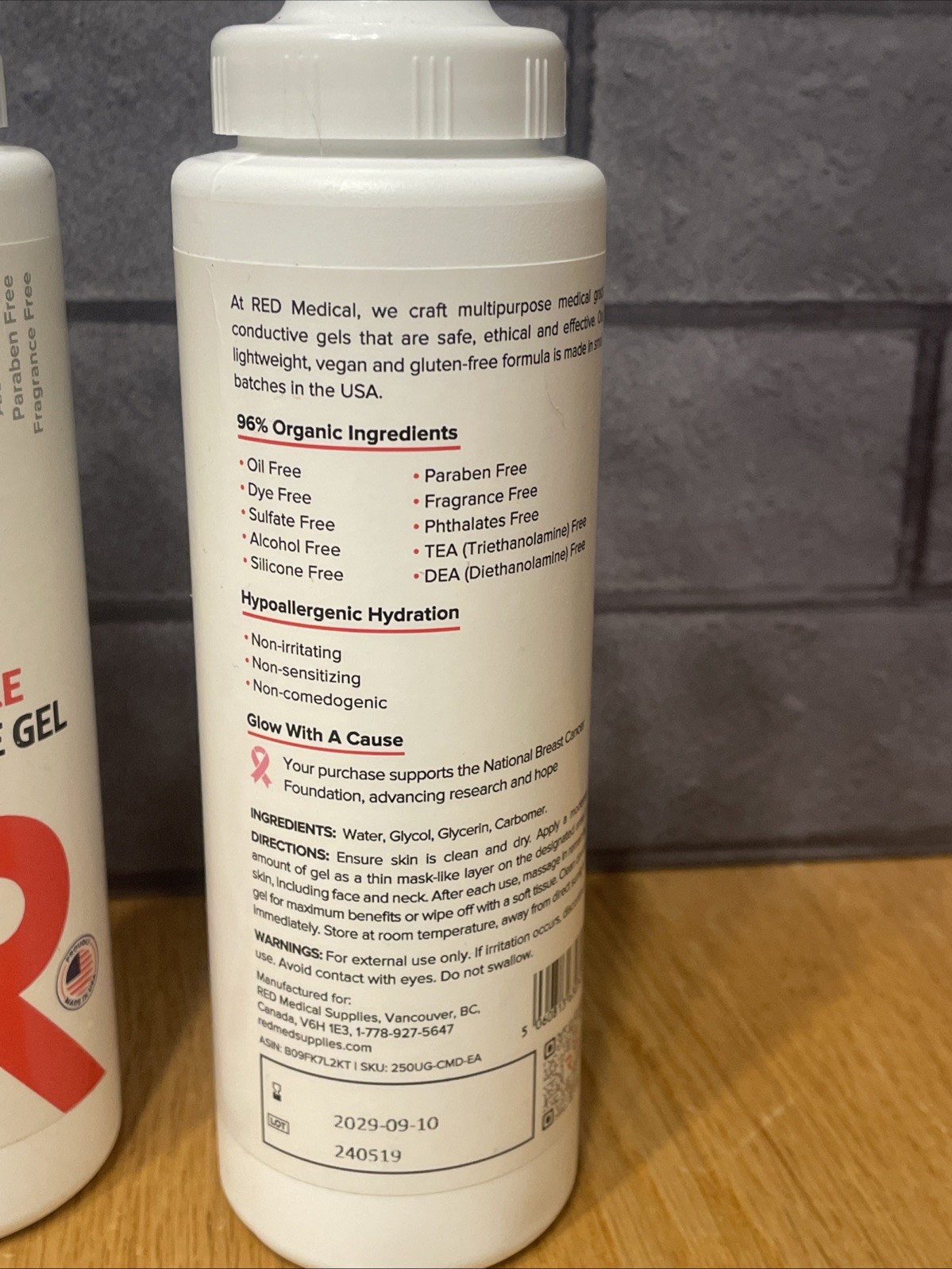 2X RED MULTI-DEVICE Conductive GEL, Clear, Water Based, Hypoallergenic 250ml