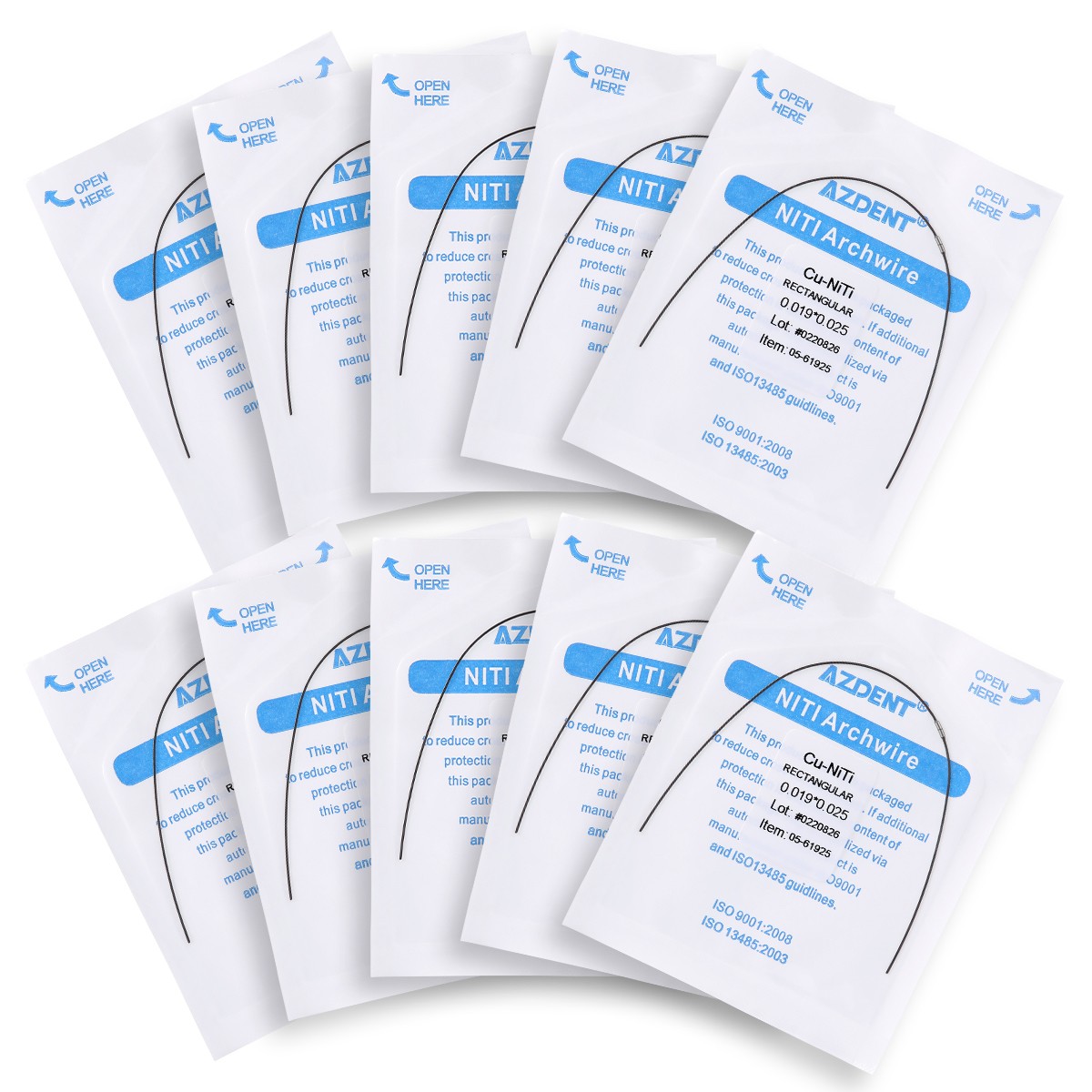 AZDENT Dental Super Elastic Copper Cu-NiTi Rectangular Arch Wire Stops Preformed
