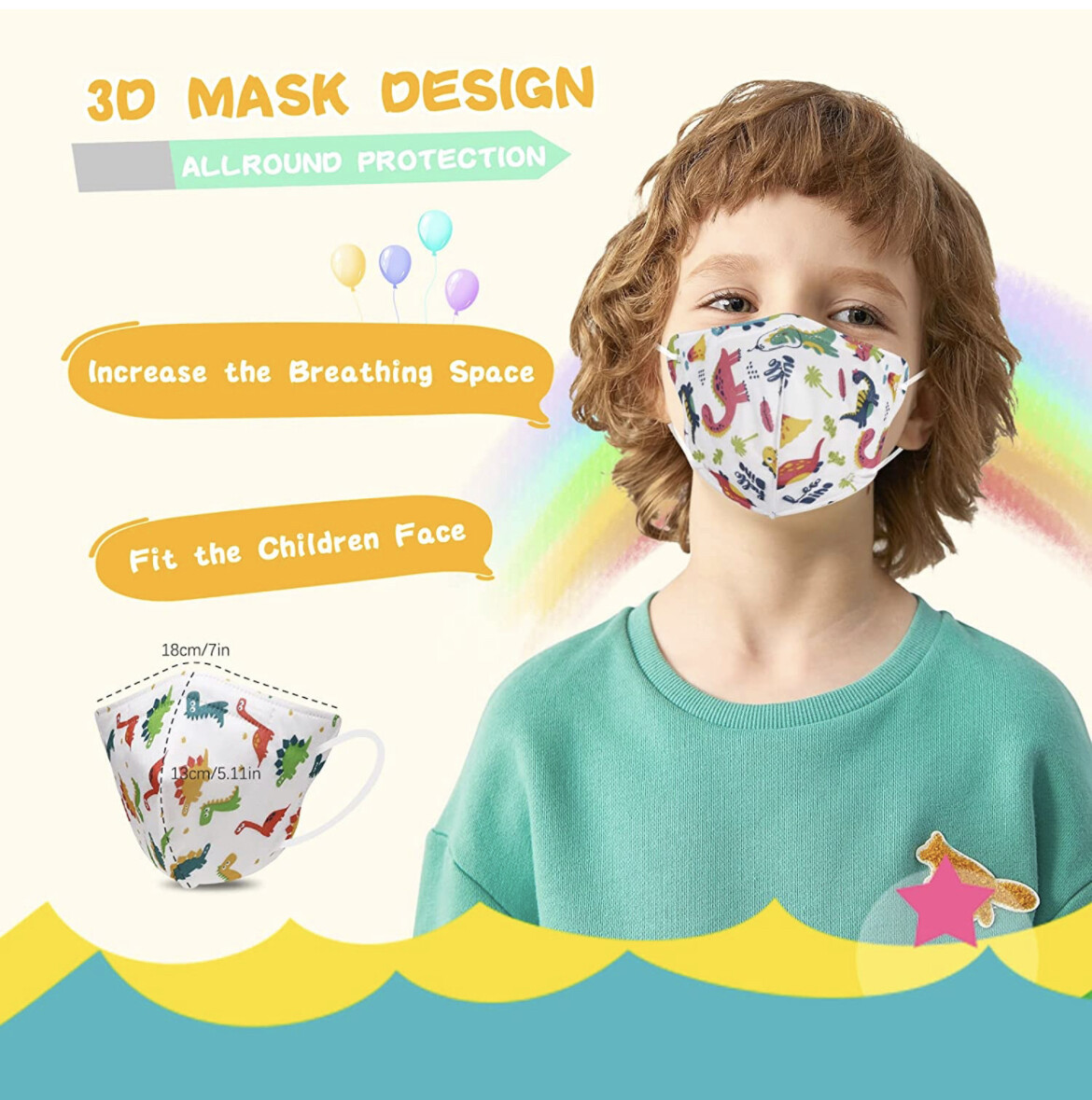Cartoon KIDS KN95 Face Mask 5 Layer BFE 95% Disposable Respirator USA Seller LOT