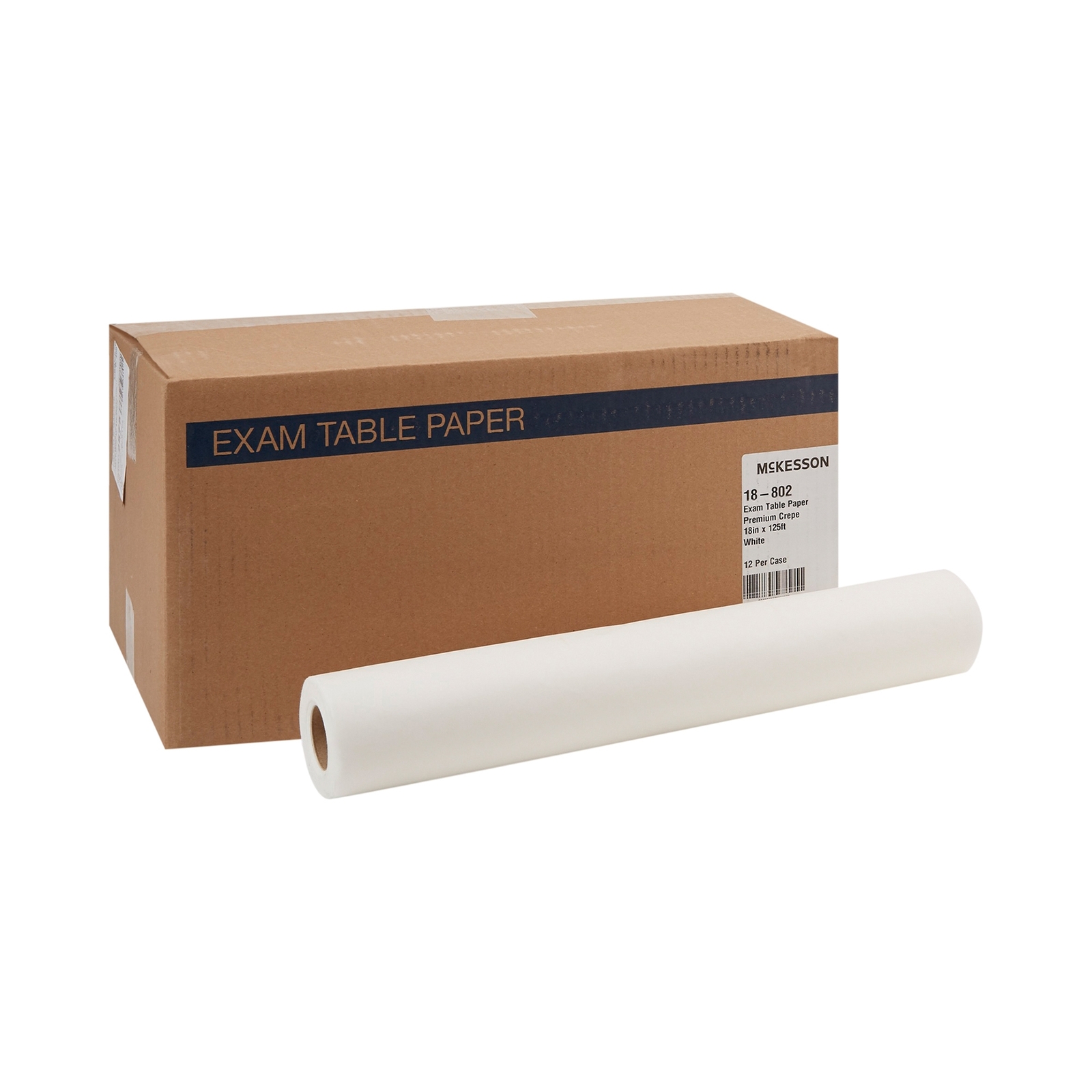 McKesson Medical Exam Table Paper Premium White Crepe 18in x 125ft 12 Rolls