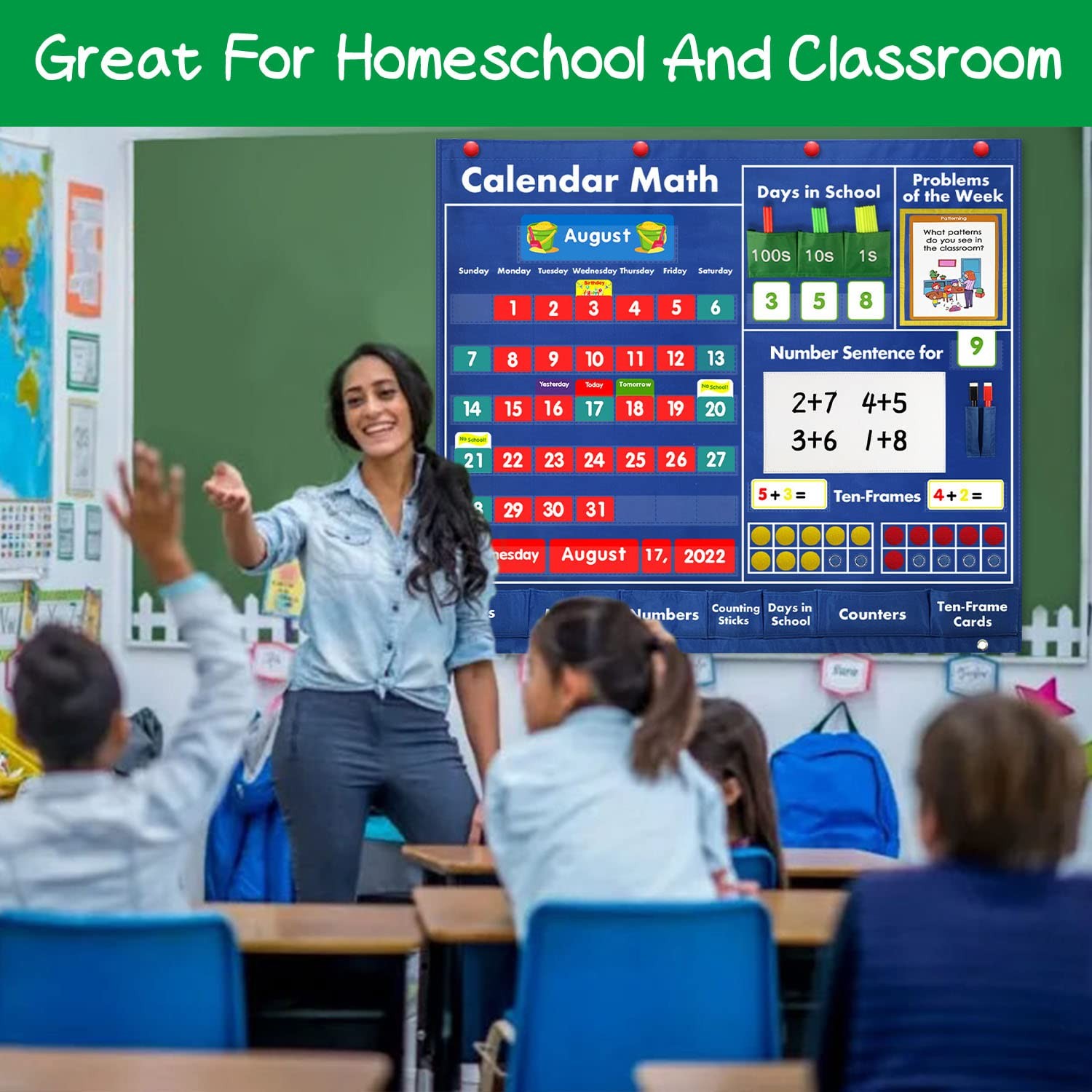 Boczif Daily Math Calendar Classroom Pocket Chart Activities Educational Prescho