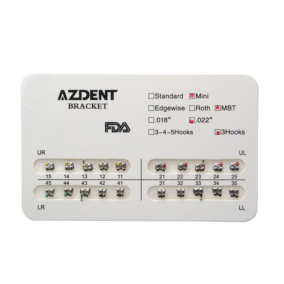 AZDENT Dental Orthodontic Brackets Brace Mini Roth MBT Standard 022/018 Hooks