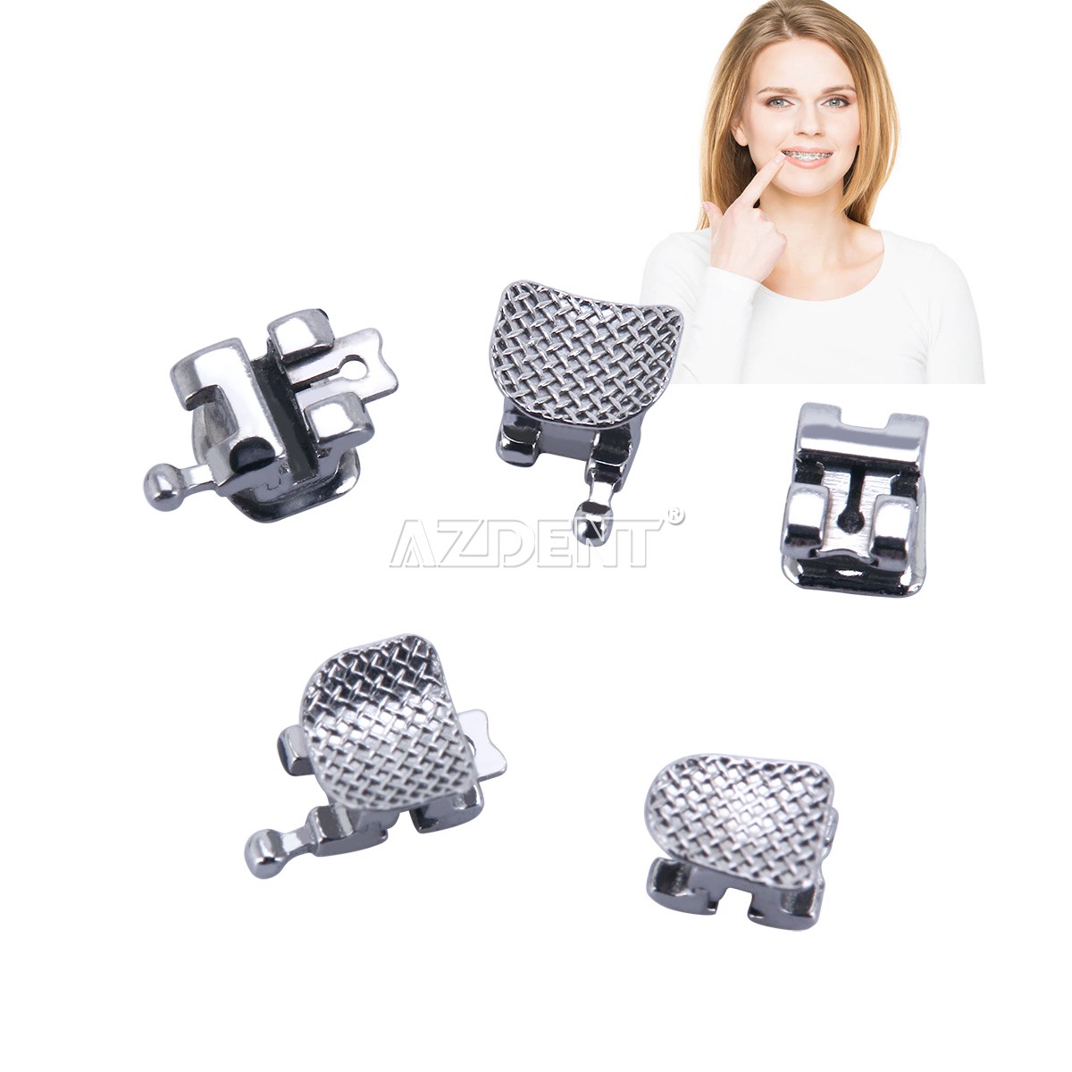 AZDENT Dental Orthodontic Brackets Self-ligating Braces Roth/MBT 022 Hooks 3/345
