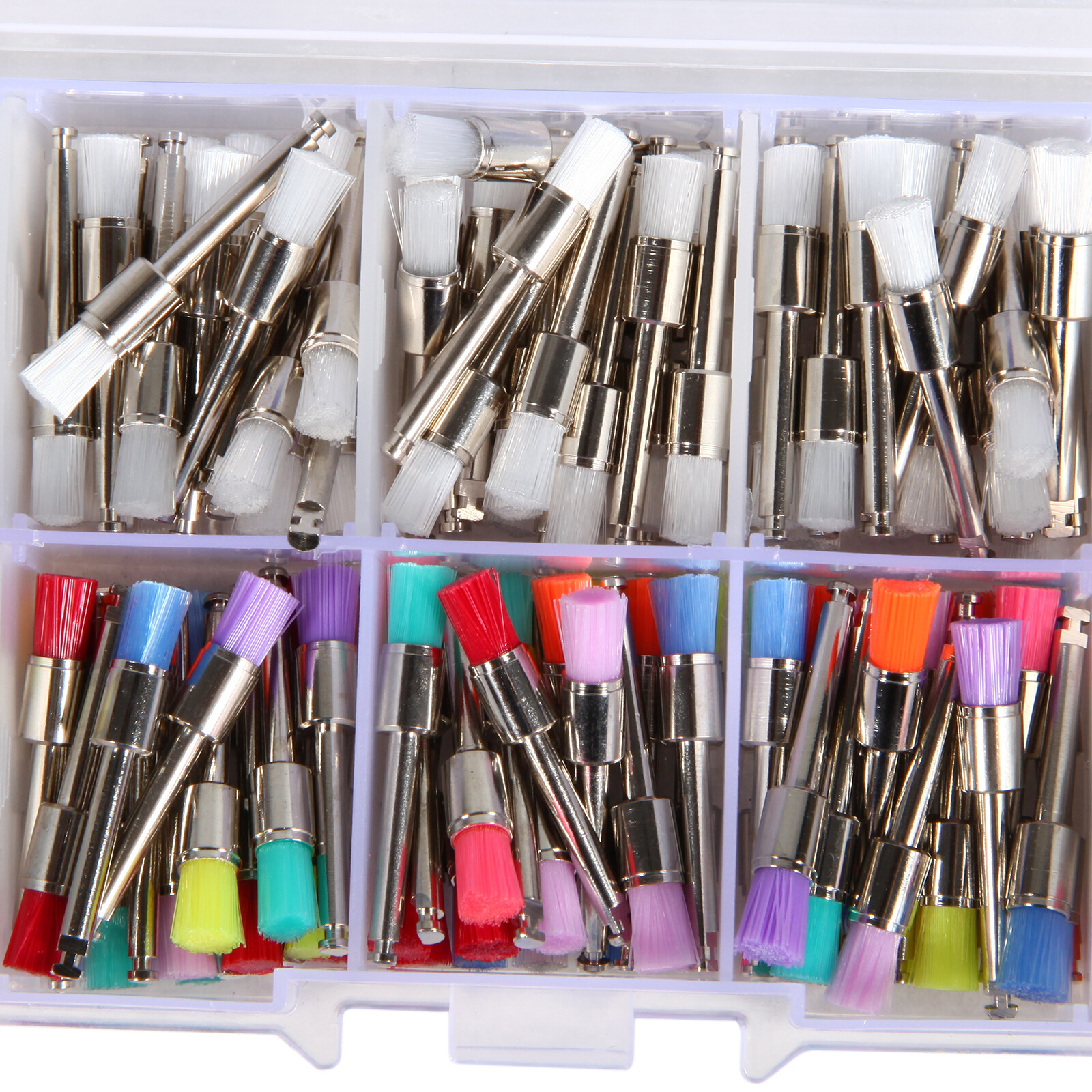 200Pcs Dental Colorful Nylon Bowl Flat Polishing Polisher Prophy Brushes Brush