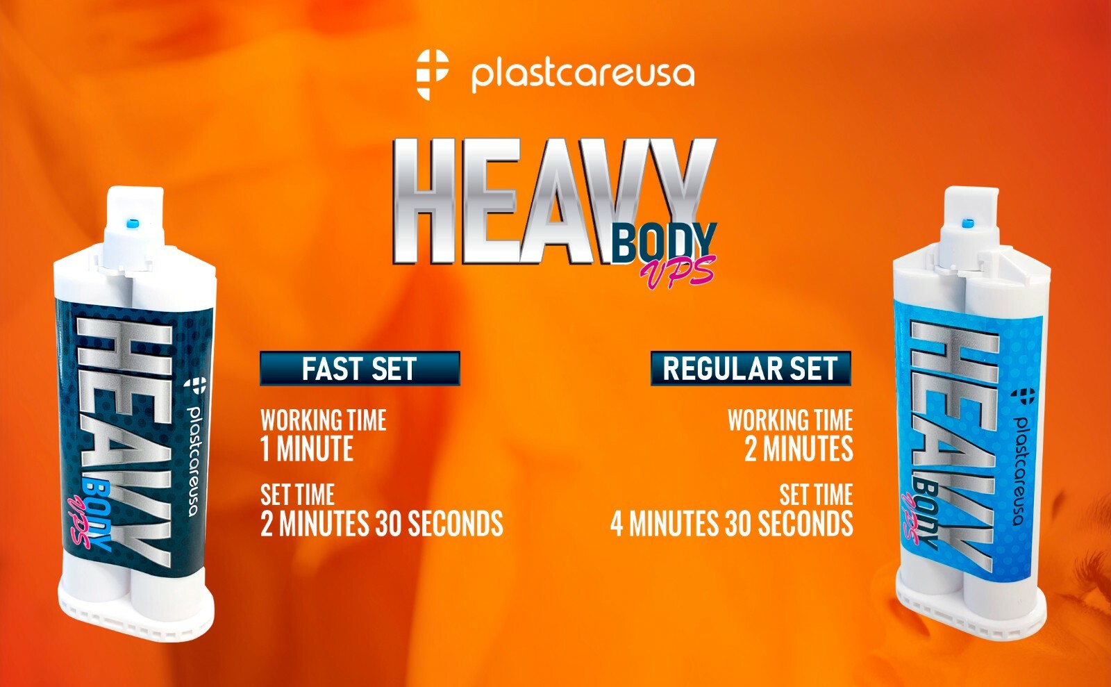 Box of 4 PlastCare Heavy Body Fast Set Impression Material VPS, Dental PVS