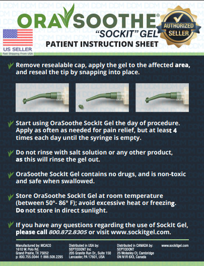 Septodont Orasoothe Sockit Dry Socket Oral Wound Dressing Hydrogel , 5x Syringes