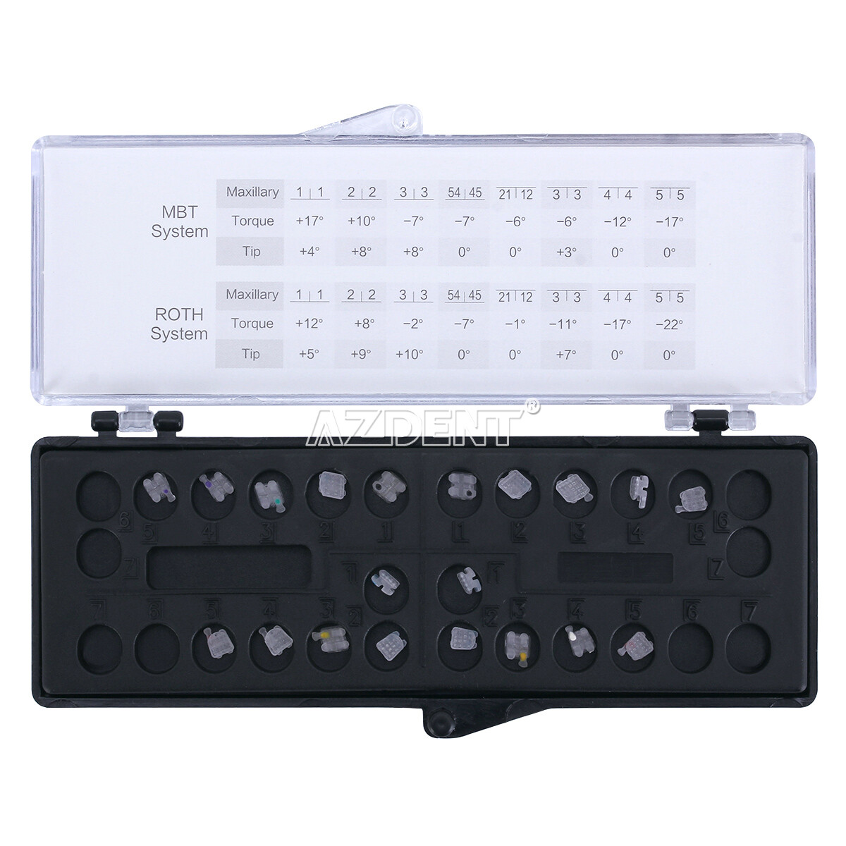AZDENT Dental Orthodontic Ceramic Braces Bracket Roth MBT 0.018/.022 Hooks 3-4-5