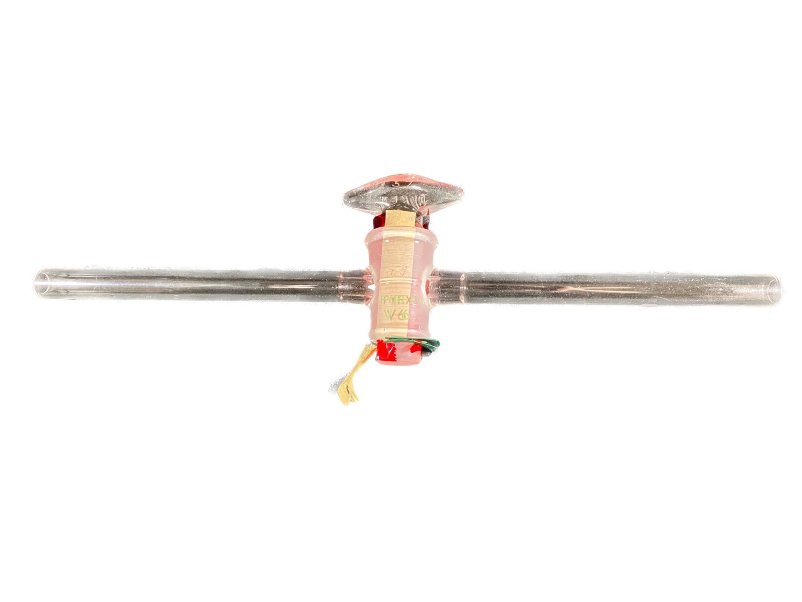 PYREX V-6 High Vacuum Stopcock Straight 6mm Bore Hollow 290mm Length 12mm O.D.