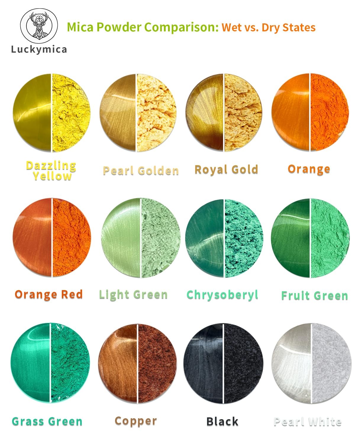 Luckymica Mica Powder, 24 7.756*5.197*2.362in, 24 Colors-Artisan Selection