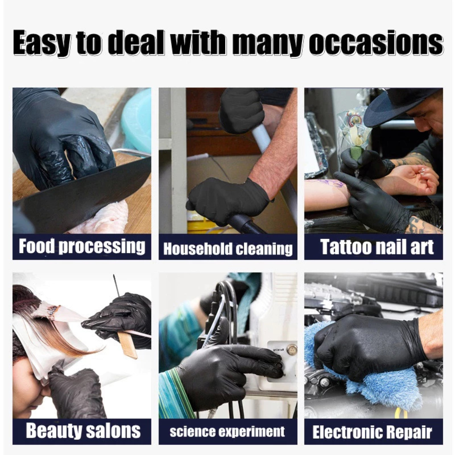 100pcs/box disposable gloves Black vinyl nitrile Sterile Healthcare Food Size M