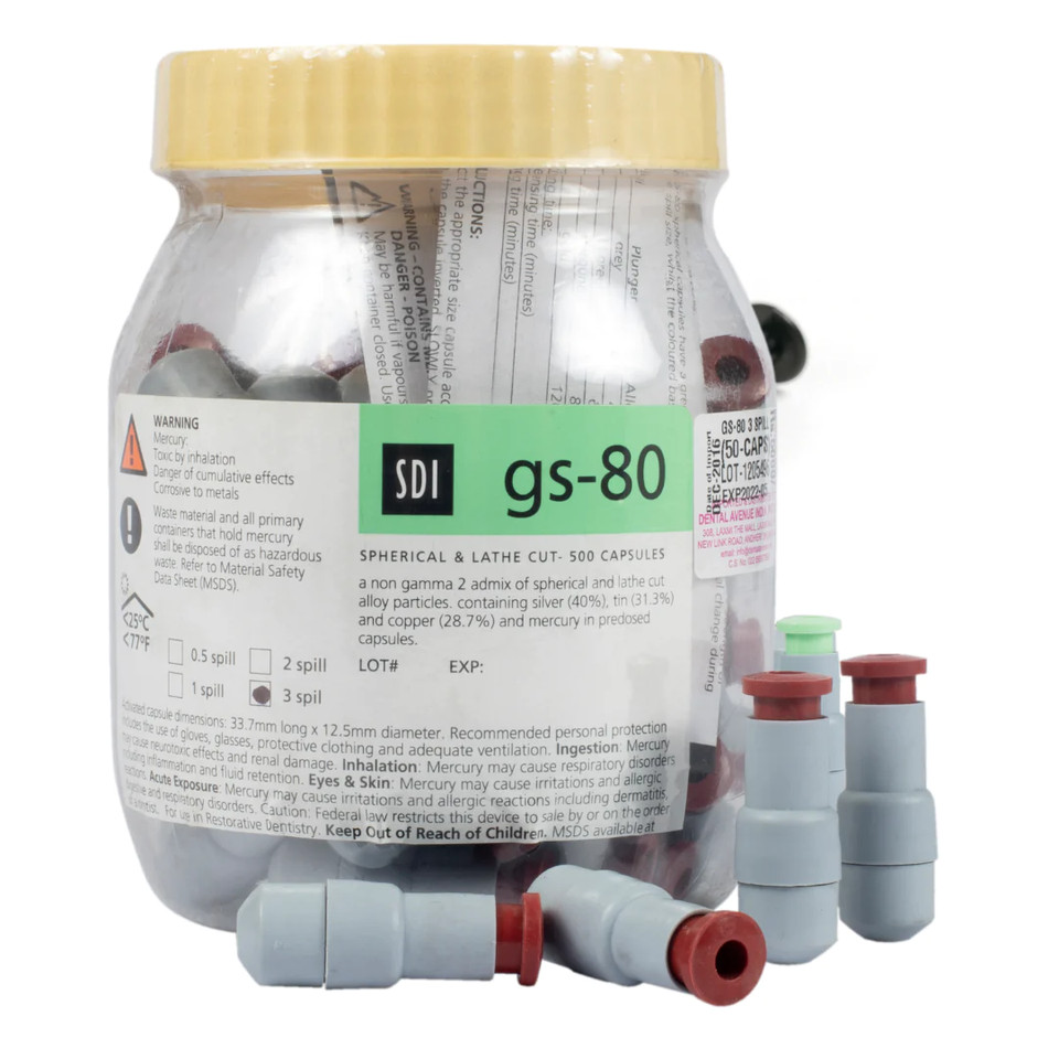 SDI GS-80 Amalgam Alloy Regular Set Dental Spill-2 (50 Capsules) Jar