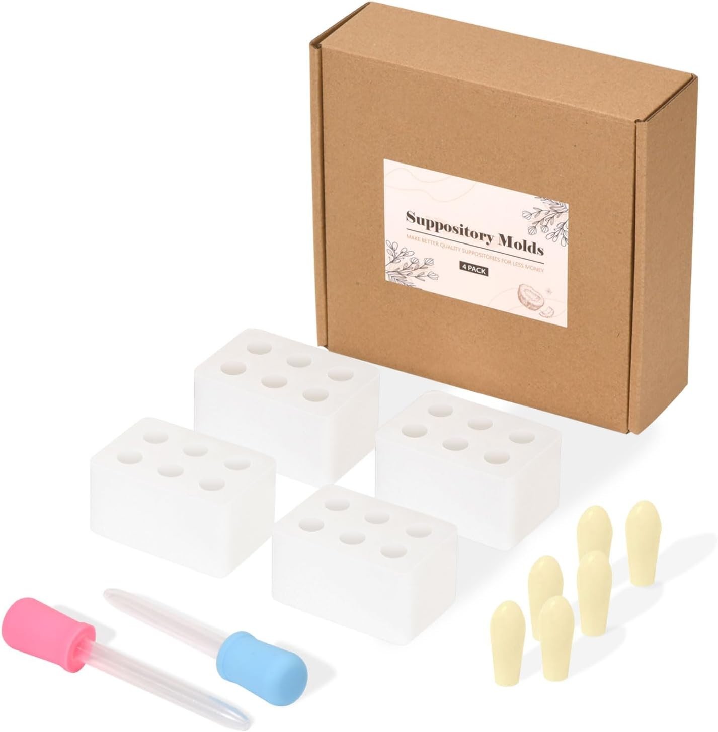 Reusable Suppository Molds Kit,2Ml, Silicone Suppository Molds | Kit Includes 4