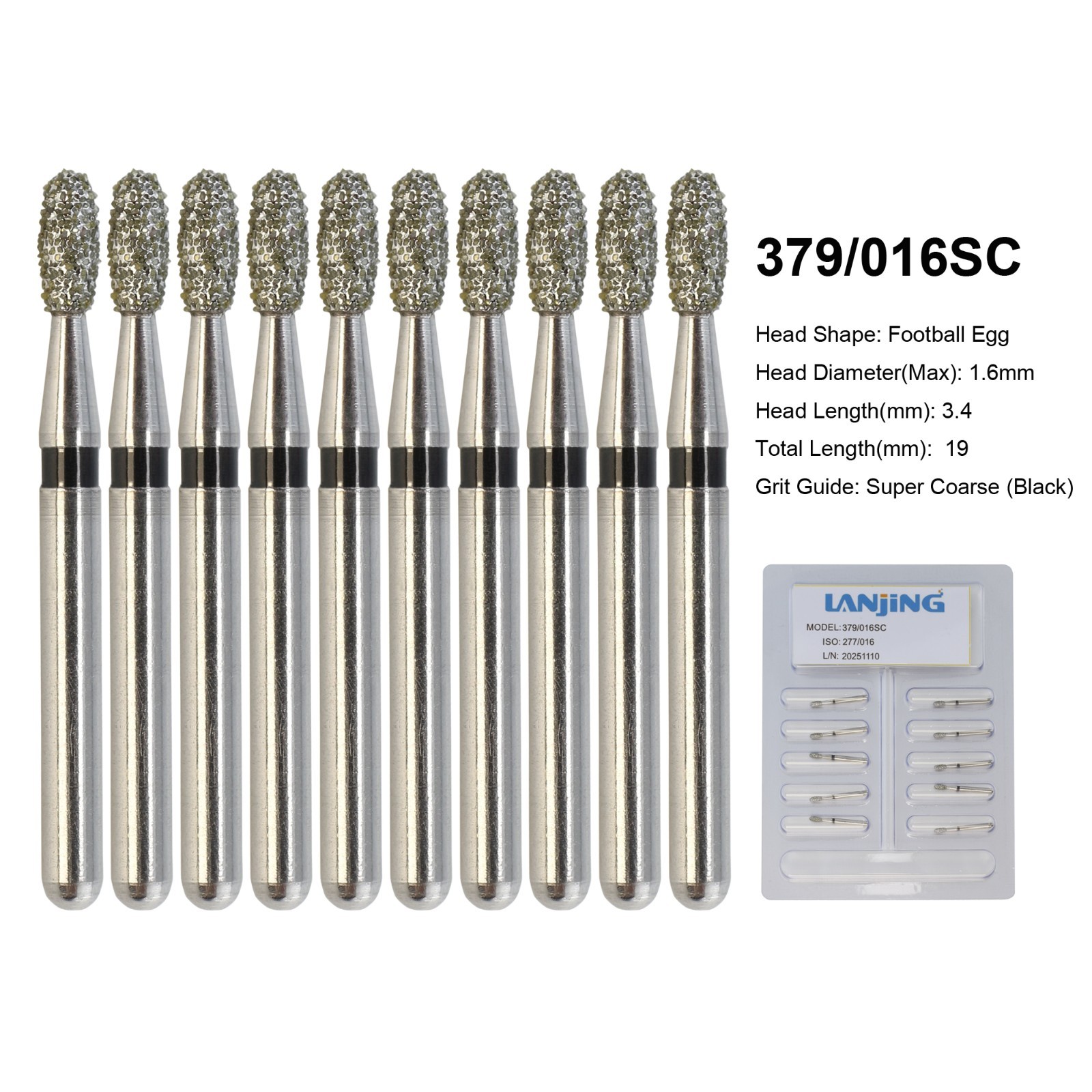 Dental Bur Diamond Burs FG High Speed Round End Taper Cylinder Football Barrel