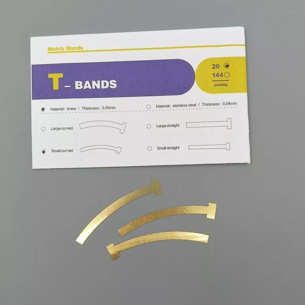 20 Pcs/Pack Dental Curved/Straight Primary Molars T Bands Brass Matrix Bands