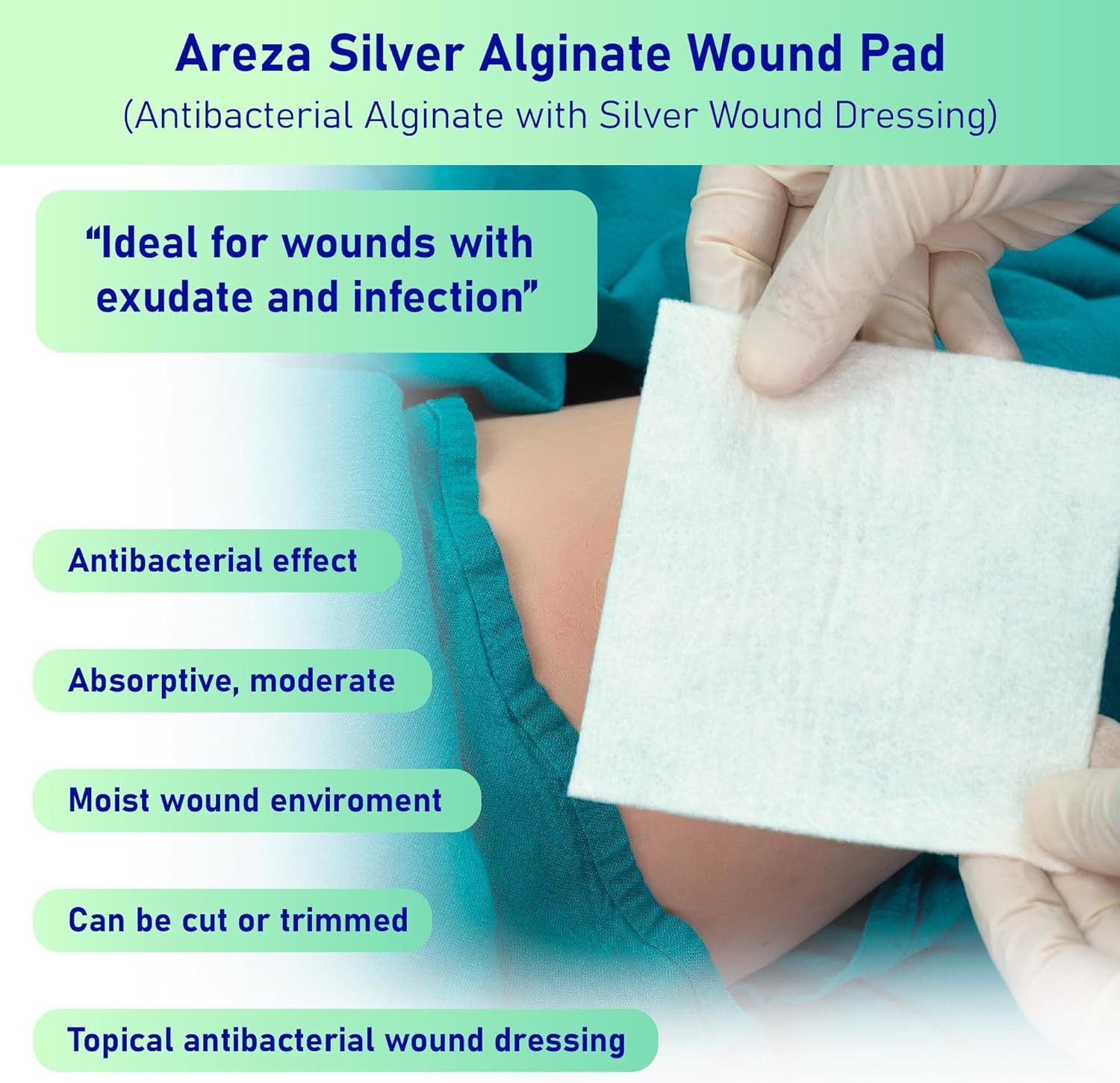 Areza Silver Calcium Alginate Antibacterial 4.25 x – 1 Box of 5 PCS