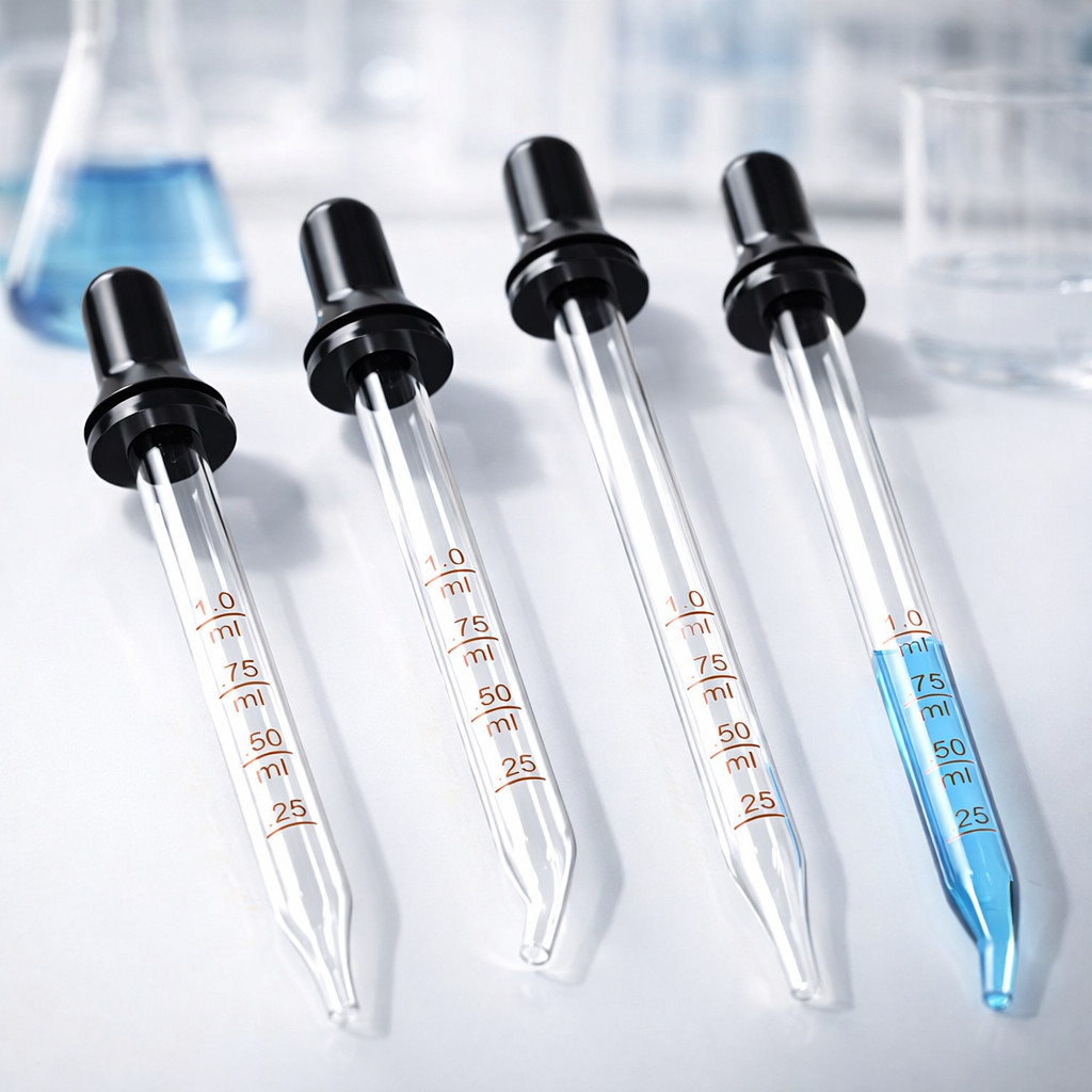 4 Pcs Glass Eye Dropper Round Tip Measured Medicine Droppers Calibrated 1 ml