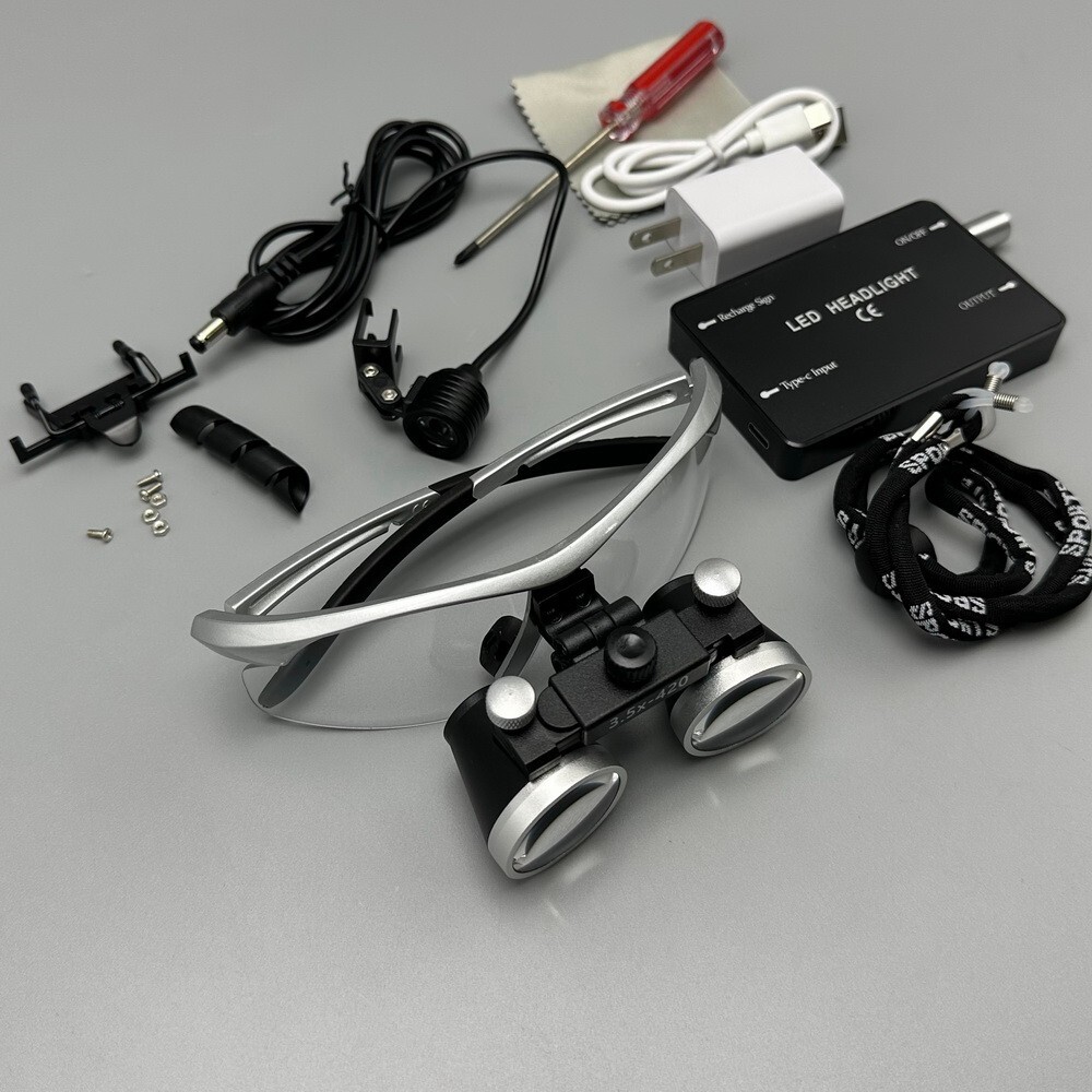 3.5X-420 Dental Binocular Loups Clip-on Magnifying Loupe for Glasses US/EU Plug