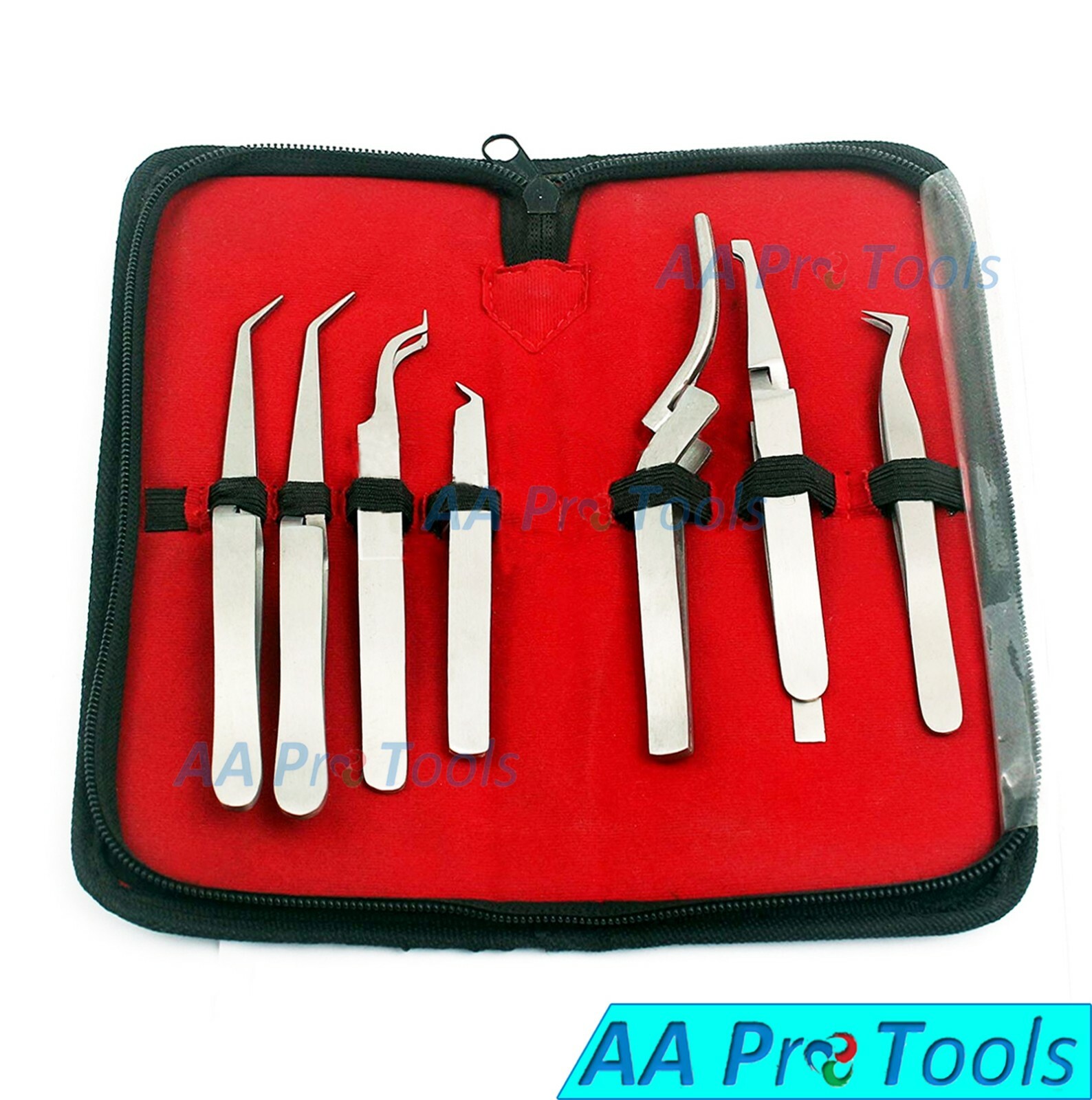 7 Assorted Bracket Holding Placing Pliers Eyelash Extension Tweezers Set