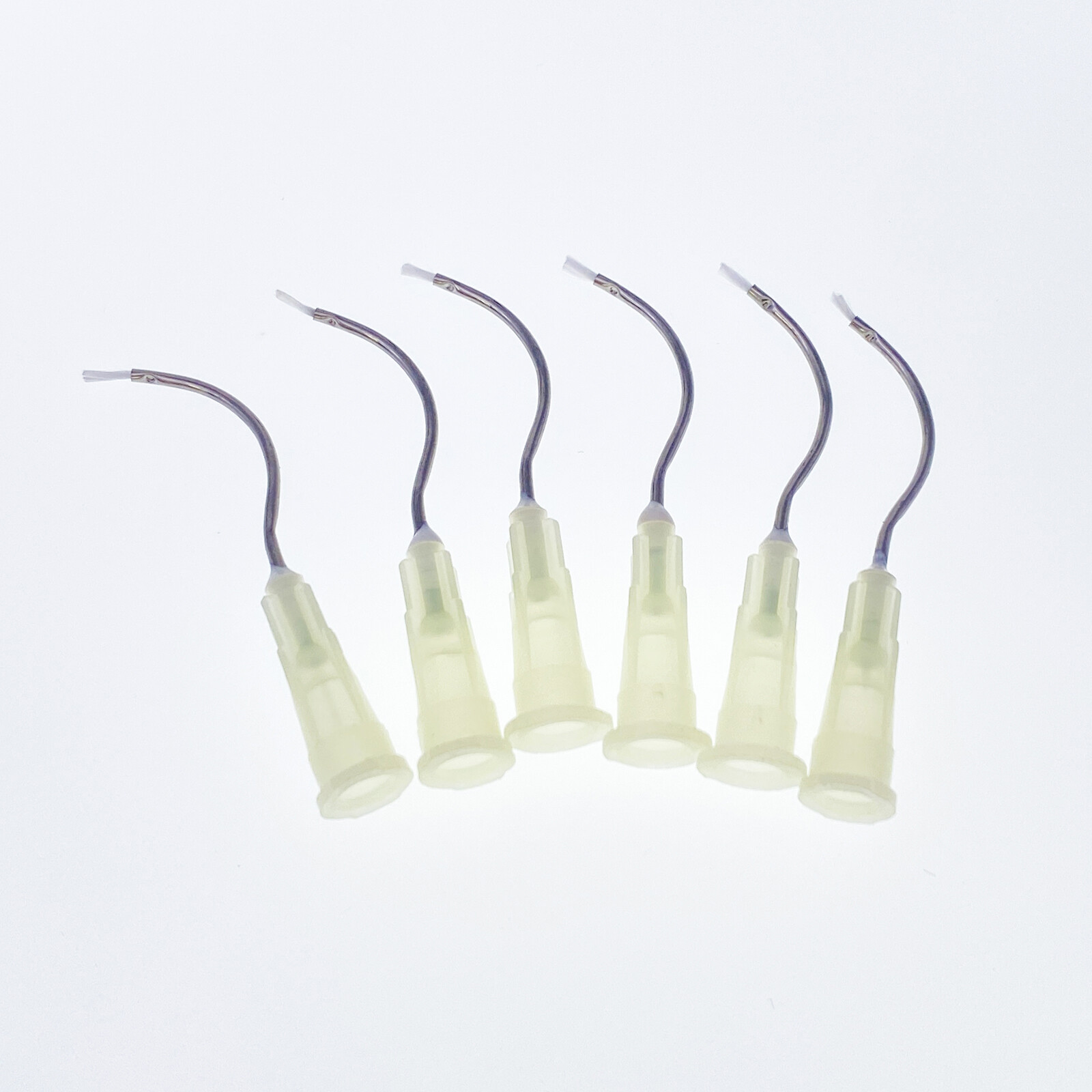 Dental Delivery Tip Prebent Metal Infusor Tip Brush Padded End #125 Yellow