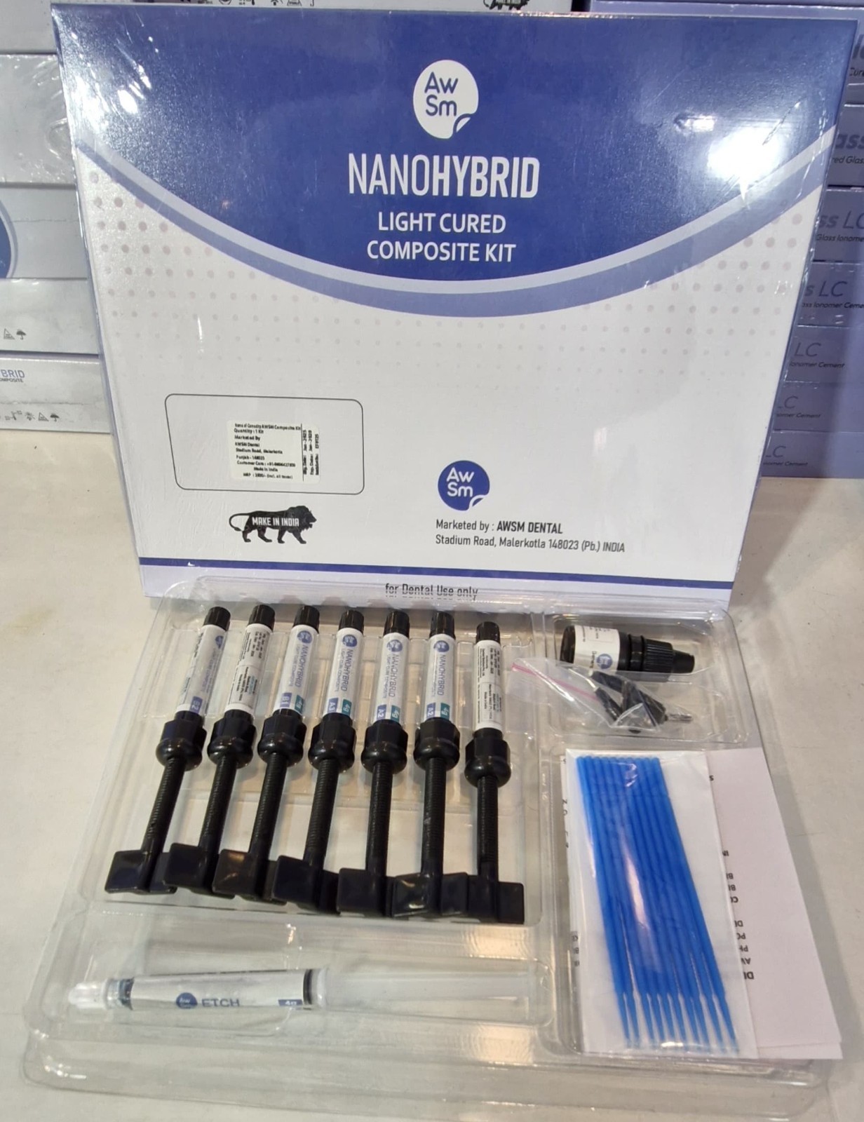 AWSM Nano Hybrid Light Cured Dental Composite Kit ( Free Ship )