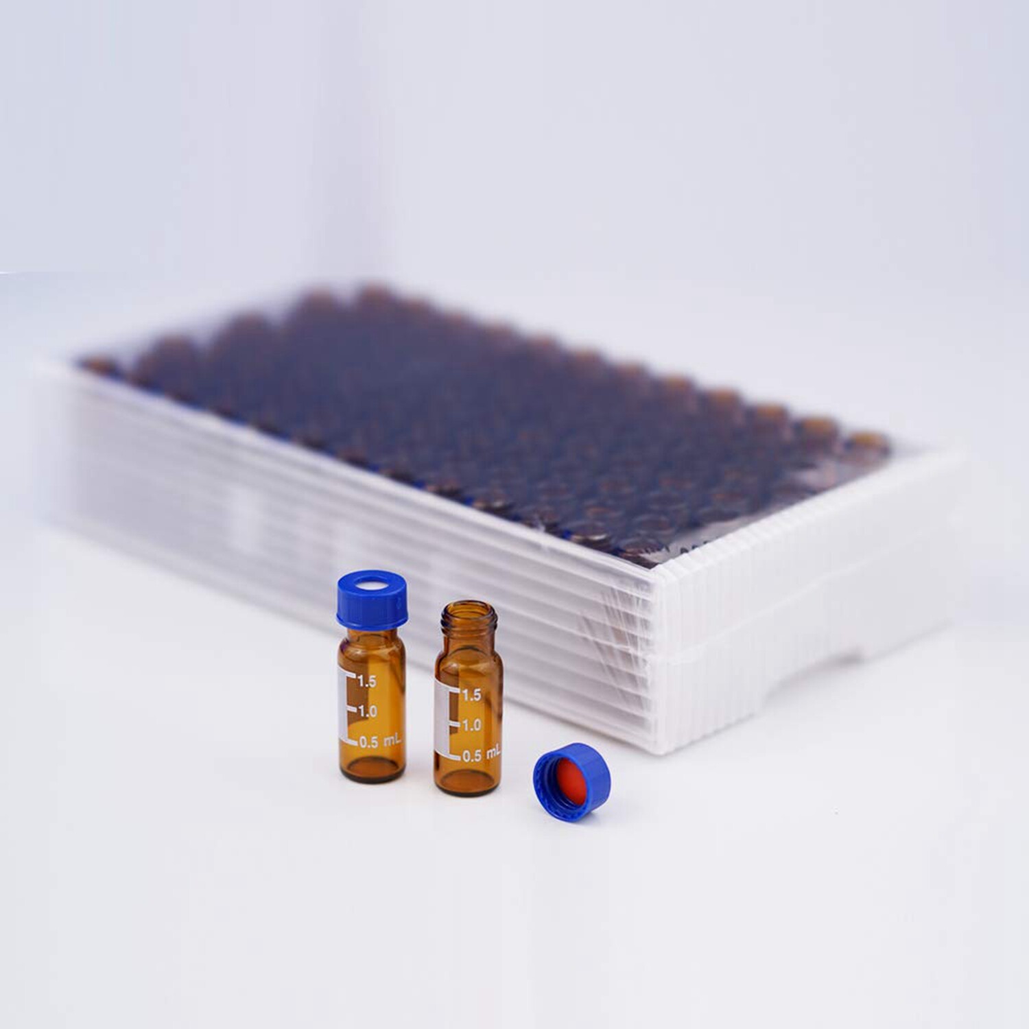 HPLC 2mL Autosampler Amber/Clear Glass Vials, 9mm Screw Caps PTFE/Silicone
