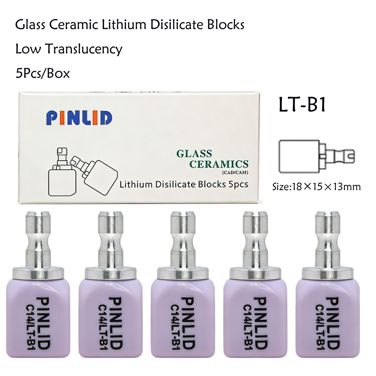 5PCS C14 Dental Emax Glass Ceramic Blocks Lithium Disilicate CAD/CAM CEREC Block