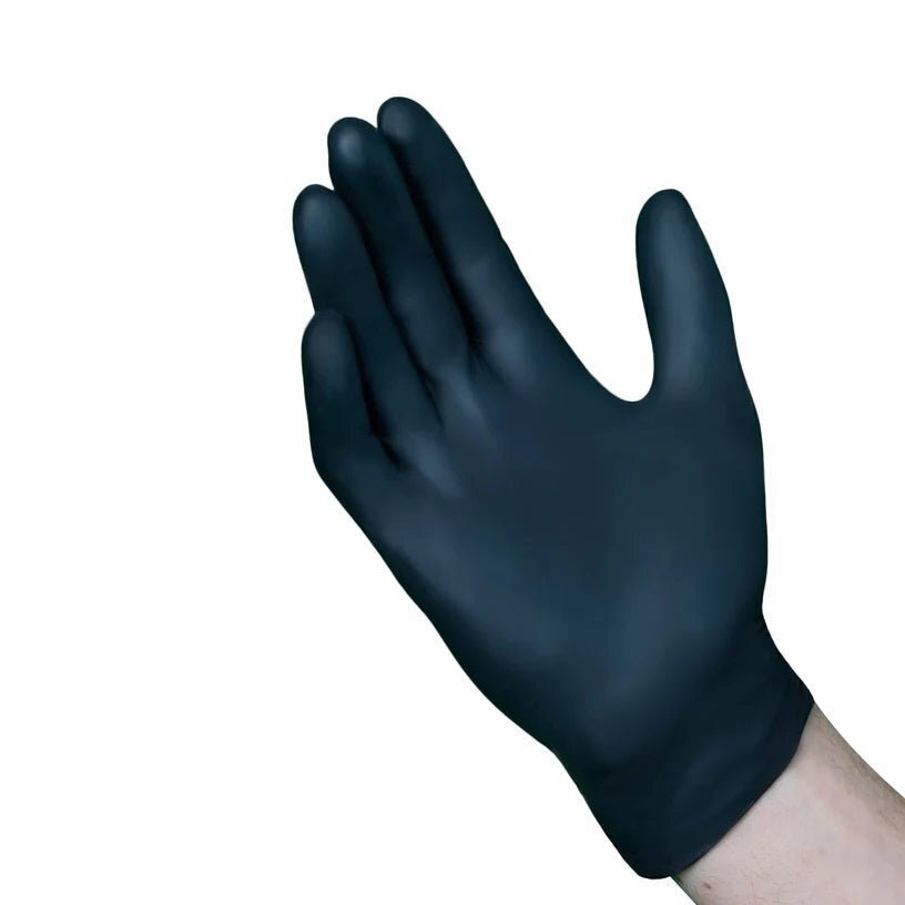 VGuard Black Nitrile Disposable Gloves Powder Latex Free 5 & 7 Mil 100 Count Box
