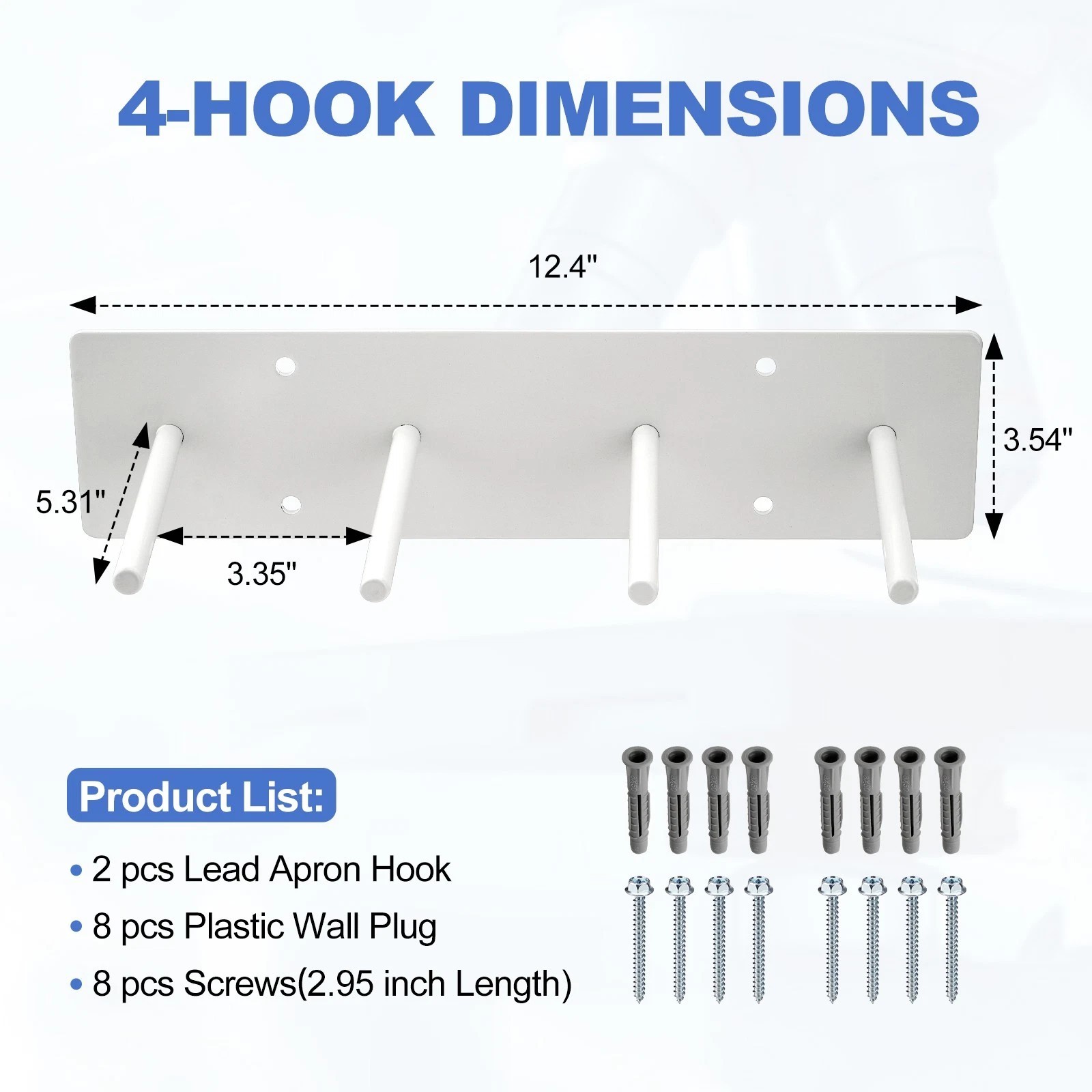 2x Lead Apron Hanger 4-Hook Heavy Duty Wall Mount w/ Extra Long Anti-Slip Hooks