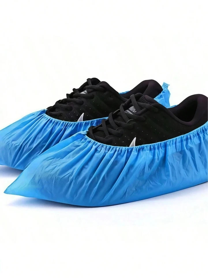 100PCS Disposable Waterproof Shoe Covers NonSlip PE Foot Covers for Indoor