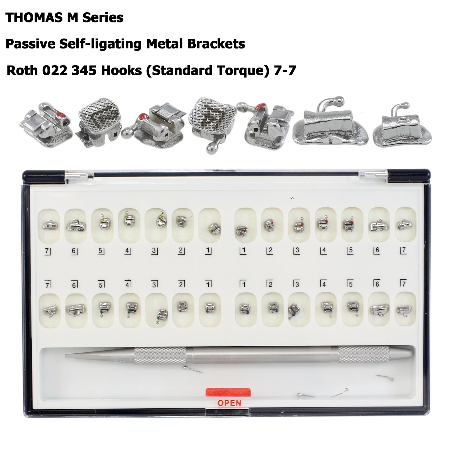 Dental Orthodontic Brackets Self Ligating Braces Metal Ceramic Roth MBT 022 345