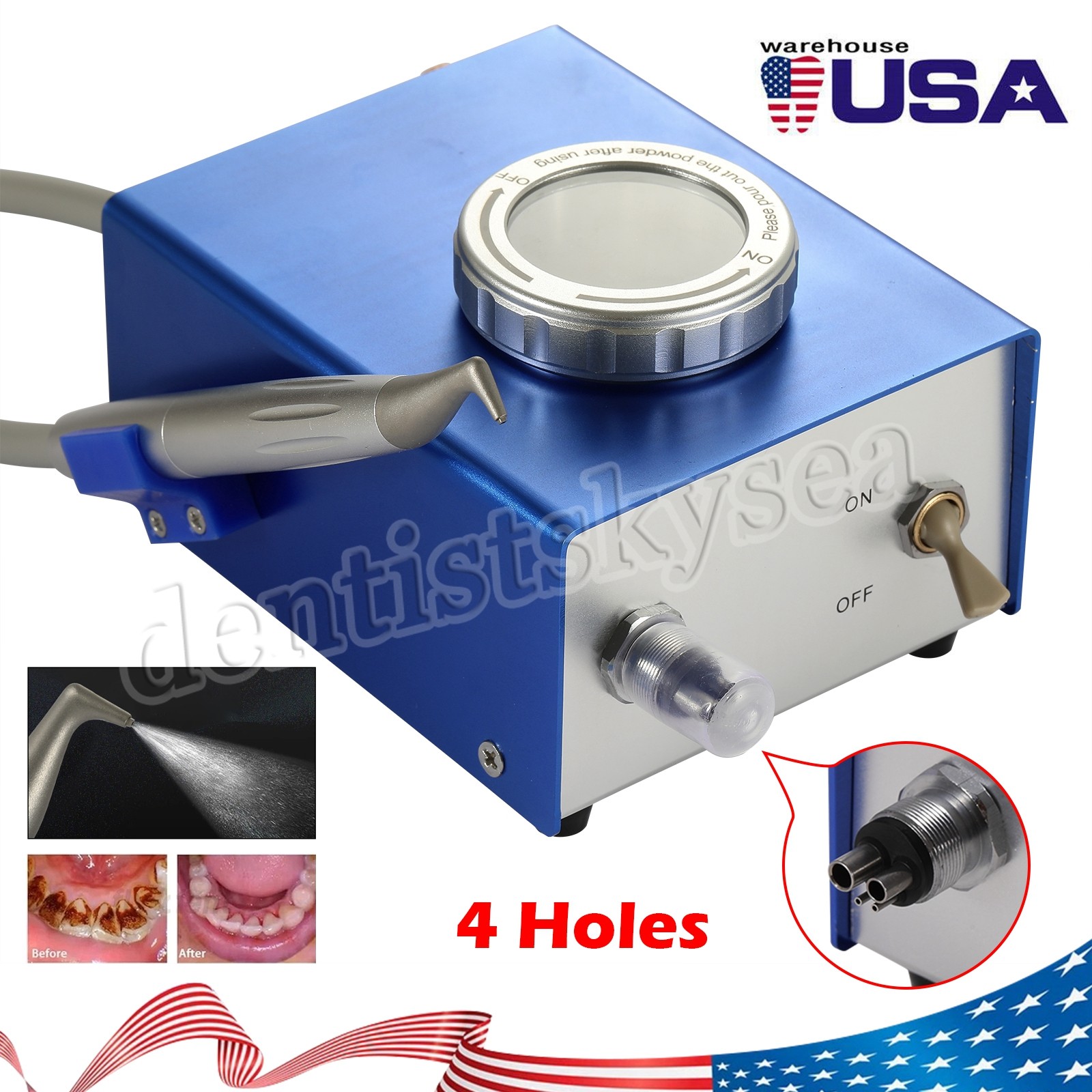 Flow Teeth Polishing Polisher Handpiece Hygiene Jet 2/4 Holes Dental Air Prophy