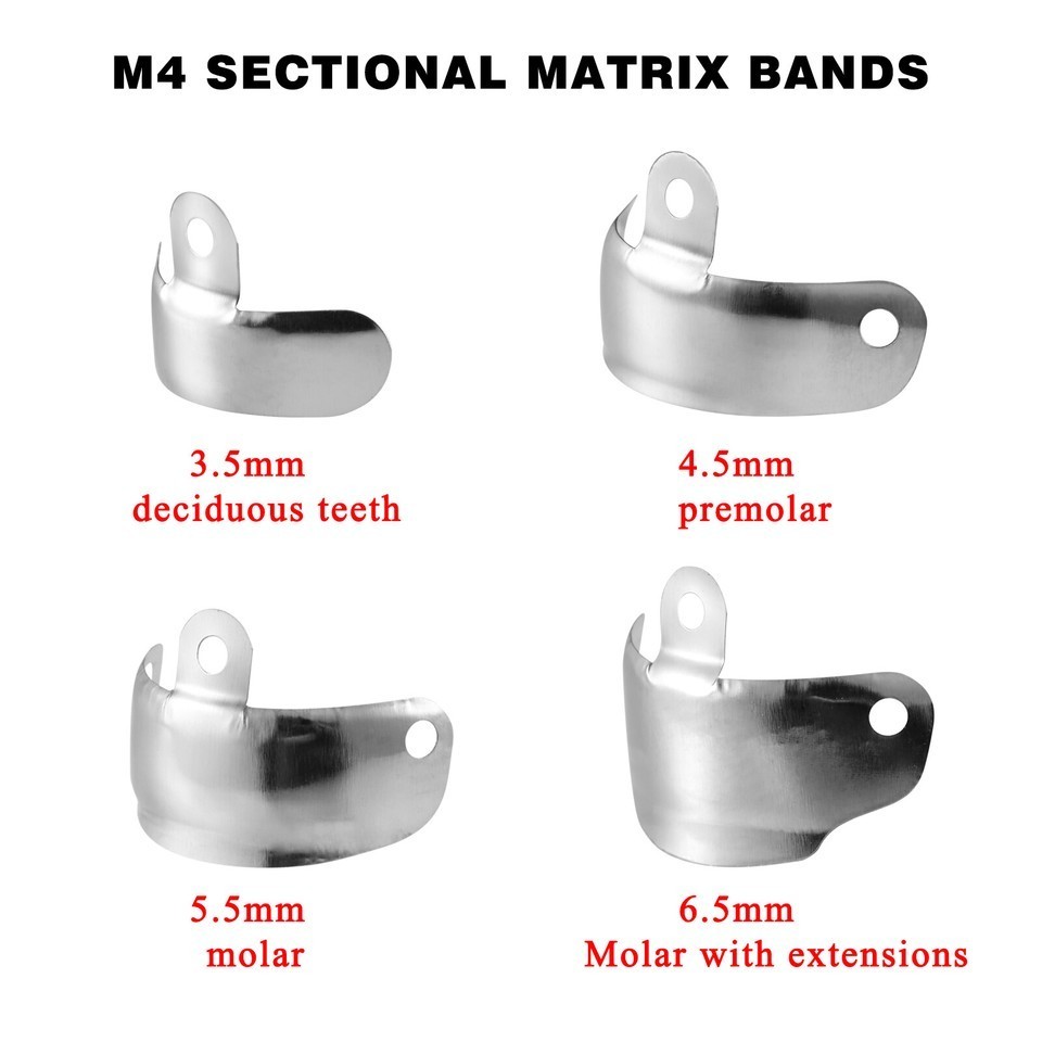4 Sizes Dental Matrix Bands M4-1.0 Sectional Matrice Fit Garrison Palodent V3