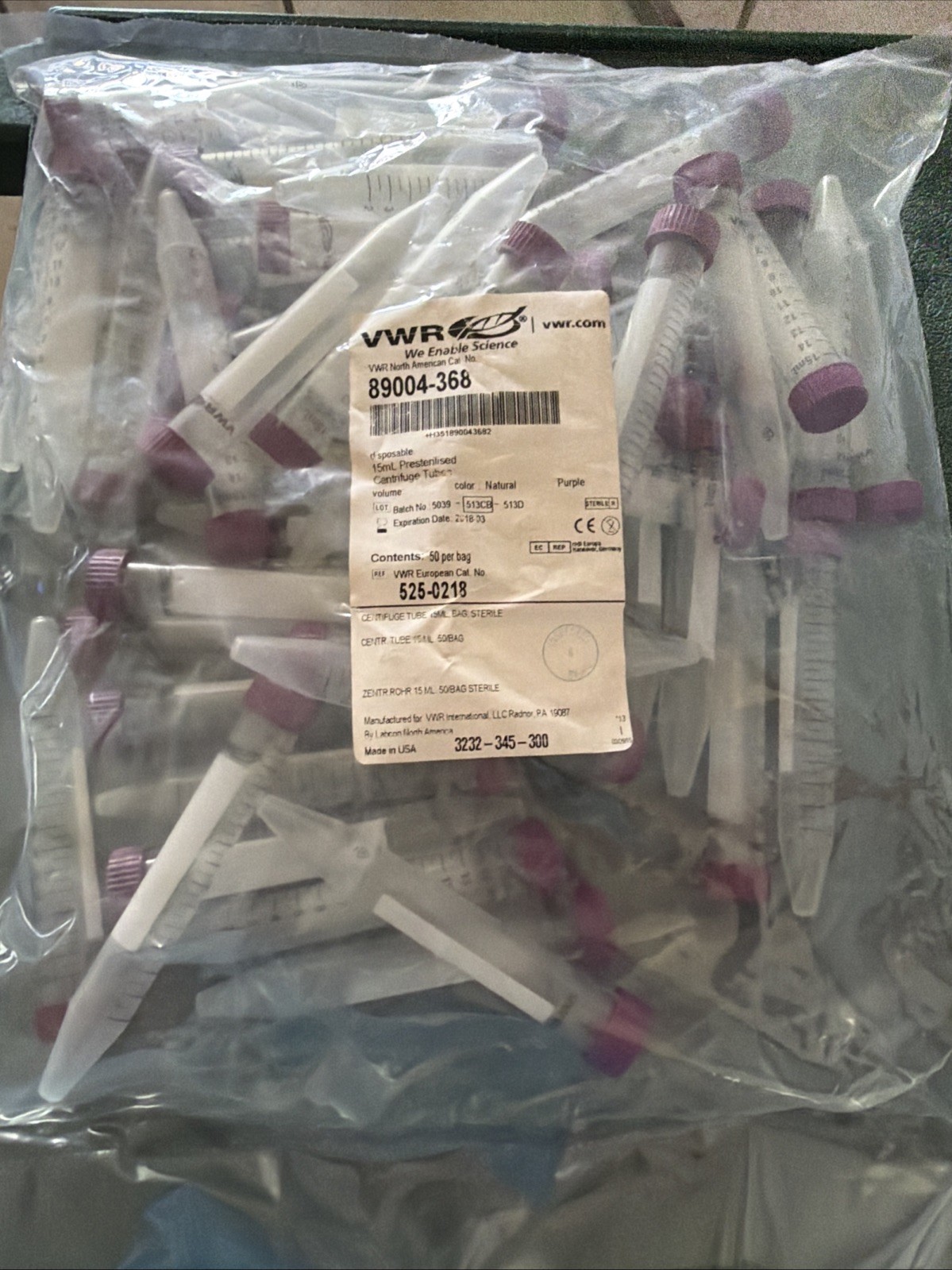 15 mL Presterilized Centrifuge Tubes with Caps 50 Pack Plastic Test Tubes