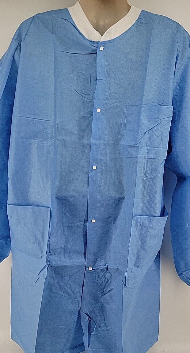 Kimtech Lab Coats A8 Certified Knit Cuffs 10034 Case of 25 Blue 2XL