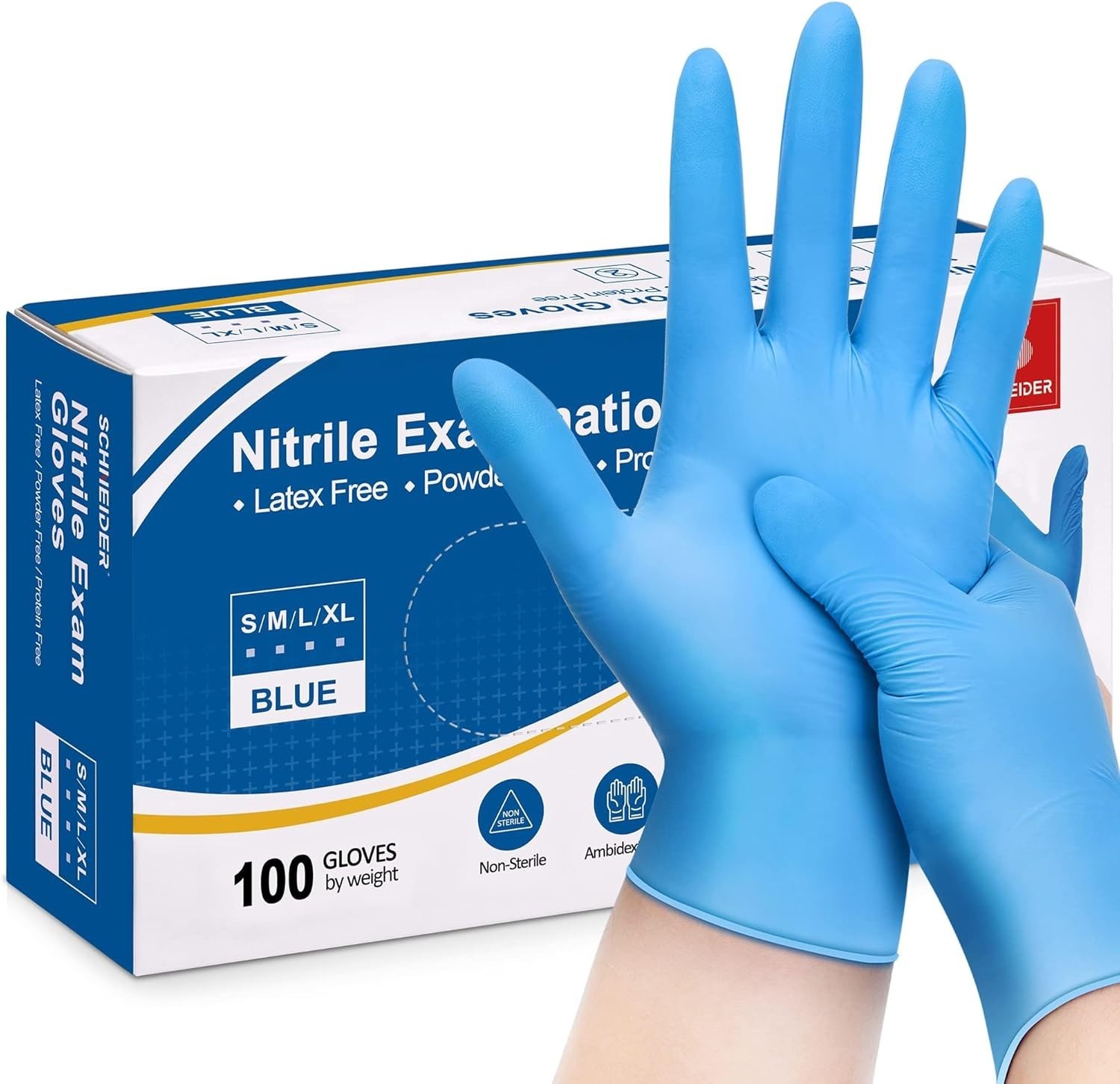 Blue Nitrile Exam Gloves – 9.5″ Long, 4 mil, Ambidextrous, Latex & Powder Free