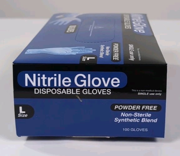 Medical Nitrile Exam Gloves, Blue Iris, Powder-Free Food-Safe Disposable Size Lg