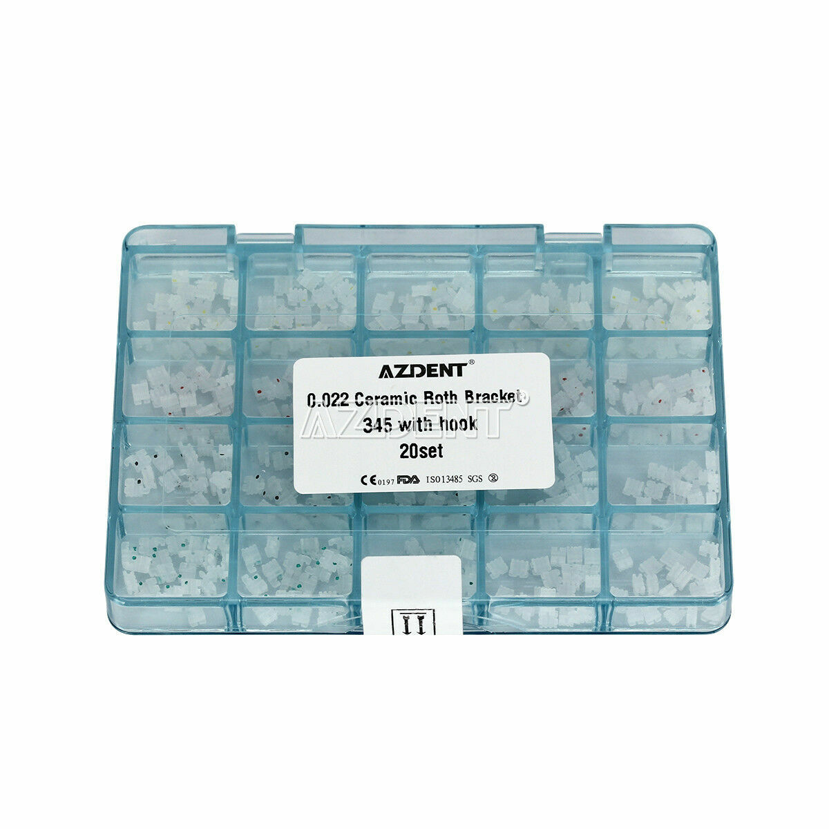 AZDENT Dental Orthodontic Ceramic Clear Brackets Braces Roth 022 Hook 345 Mesh