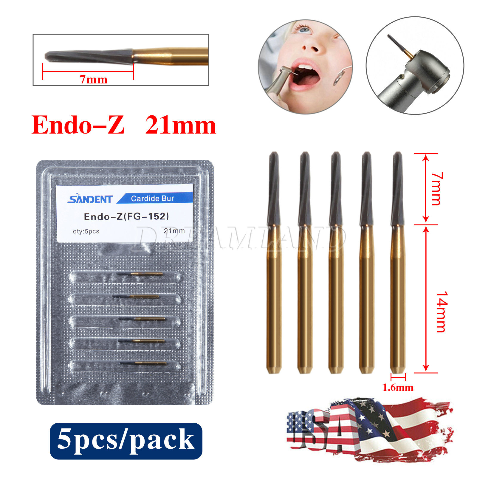 Dental Surgical/ Carbide Burs for High Speed Handpiece Round Cone Bur Diamond FG