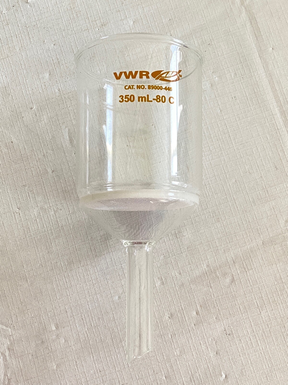VWR Glass 350mL Coarse Fritted Buchner Filter Funnel 80mm 89000-446 B