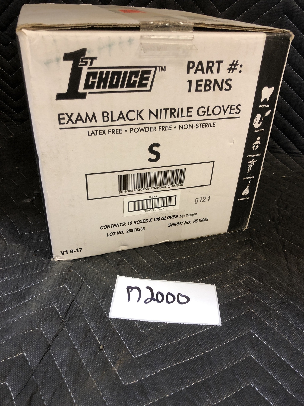 1000ct Case 1st Choice Nitrile Gloves Black 3 Mil Exam Powder Free Non Latex Sm
