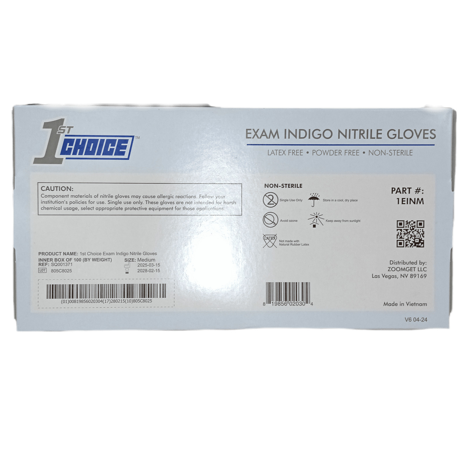 1st Choice Medium Size Indigo Nitrile Gloves (Medical Gloves)