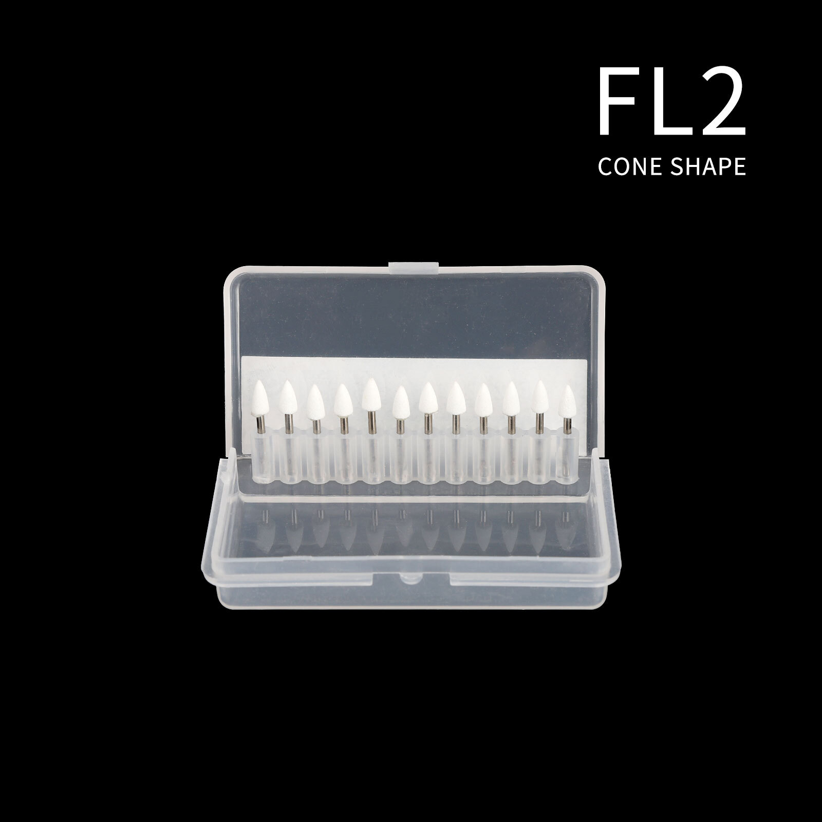 Dental Flame Mounted White Stone Polishing Burs FG Abrasion Point Burs 12pc/Pack