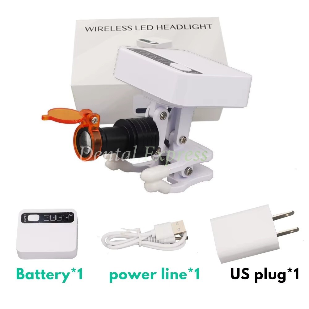 5W Dental LED Wireless Headlight with Filter for Binocular Loupe Glasses US/EU