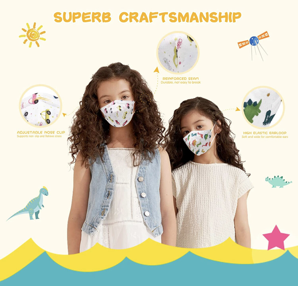 100/20 Pcs White KN95 Protective 5 Layer Kids Face Mask BFE 95% Disposable Masks