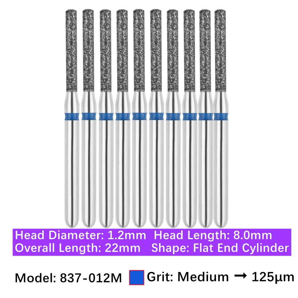 Vakker 10pc Dental Flat End Cylinder FG Diamond Bur 837-012M Medium Grit