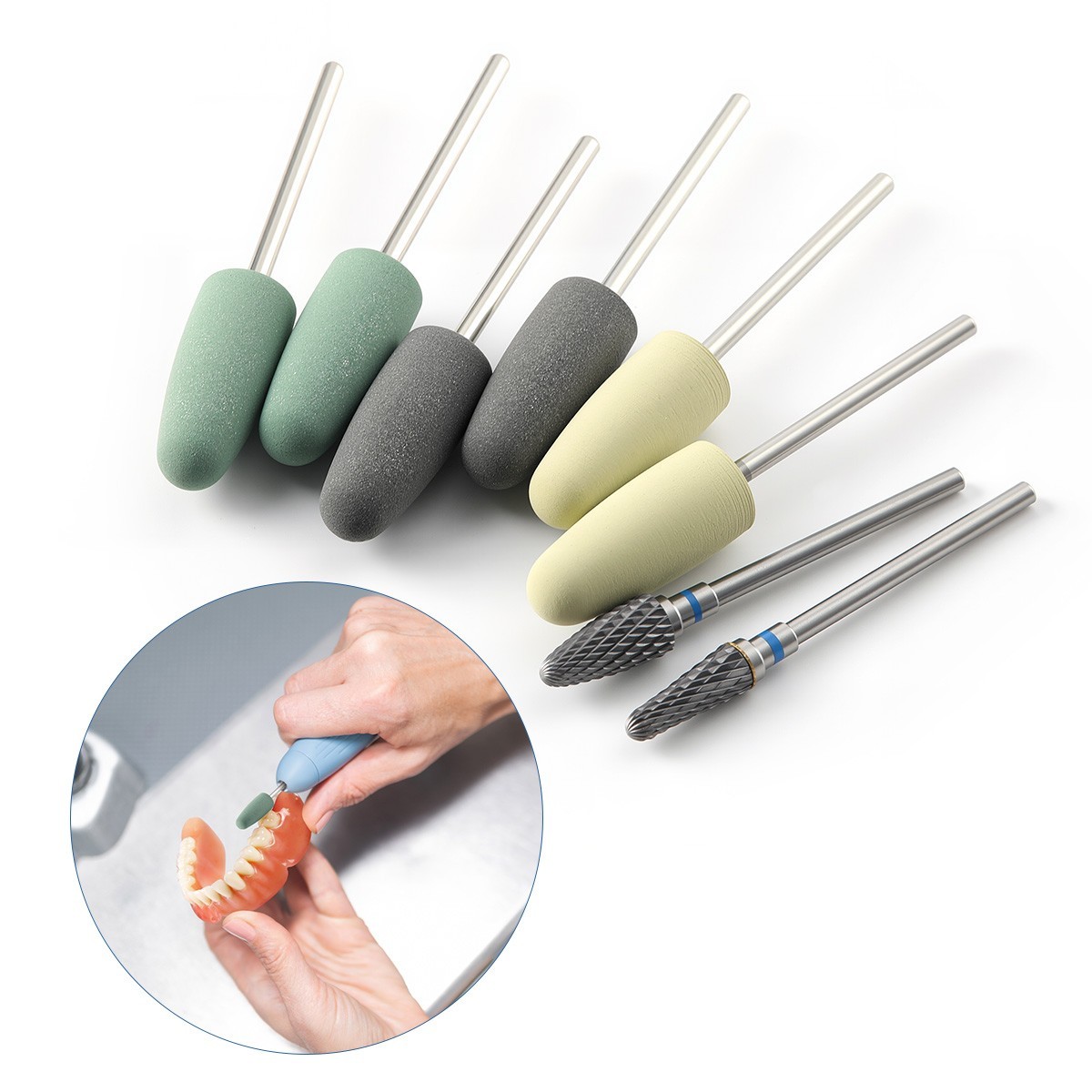 Dental Resin Base Acrylic Polishing Kit HP for straight handpiece/micromotor